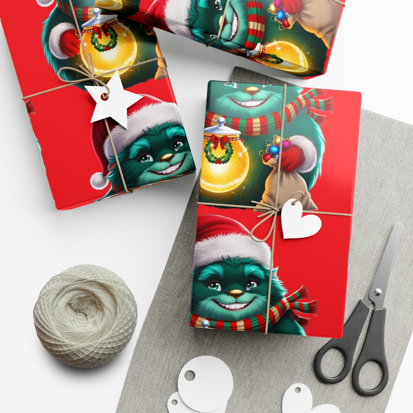 Wrapping Papers, Festive Wizzle Claus Holiday Gift Wrap, Christmas Wrapping Sheets, Winter Magical Gift Wrap, Holiday Cheer