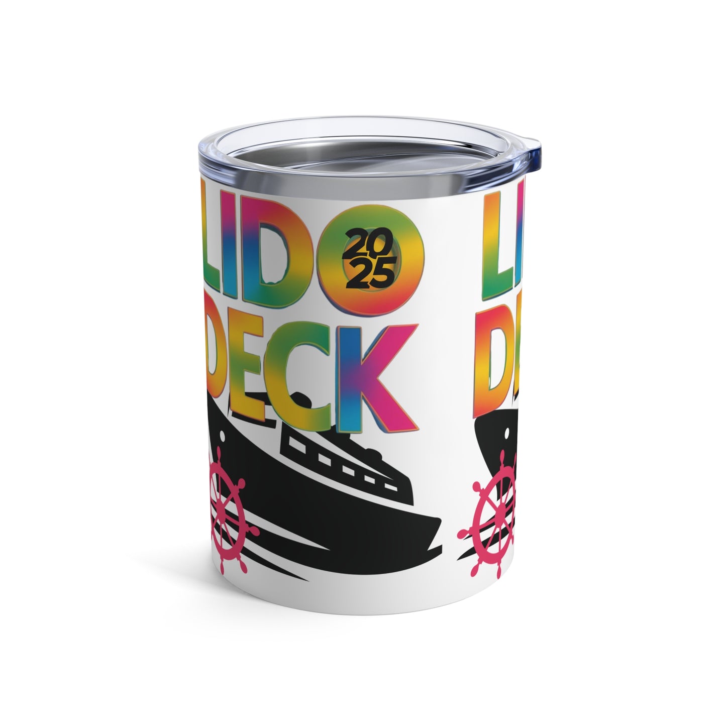Tumbler 10oz Lido Deck Cruise 2025 Rainbow Nautical Ship's Wheel Design