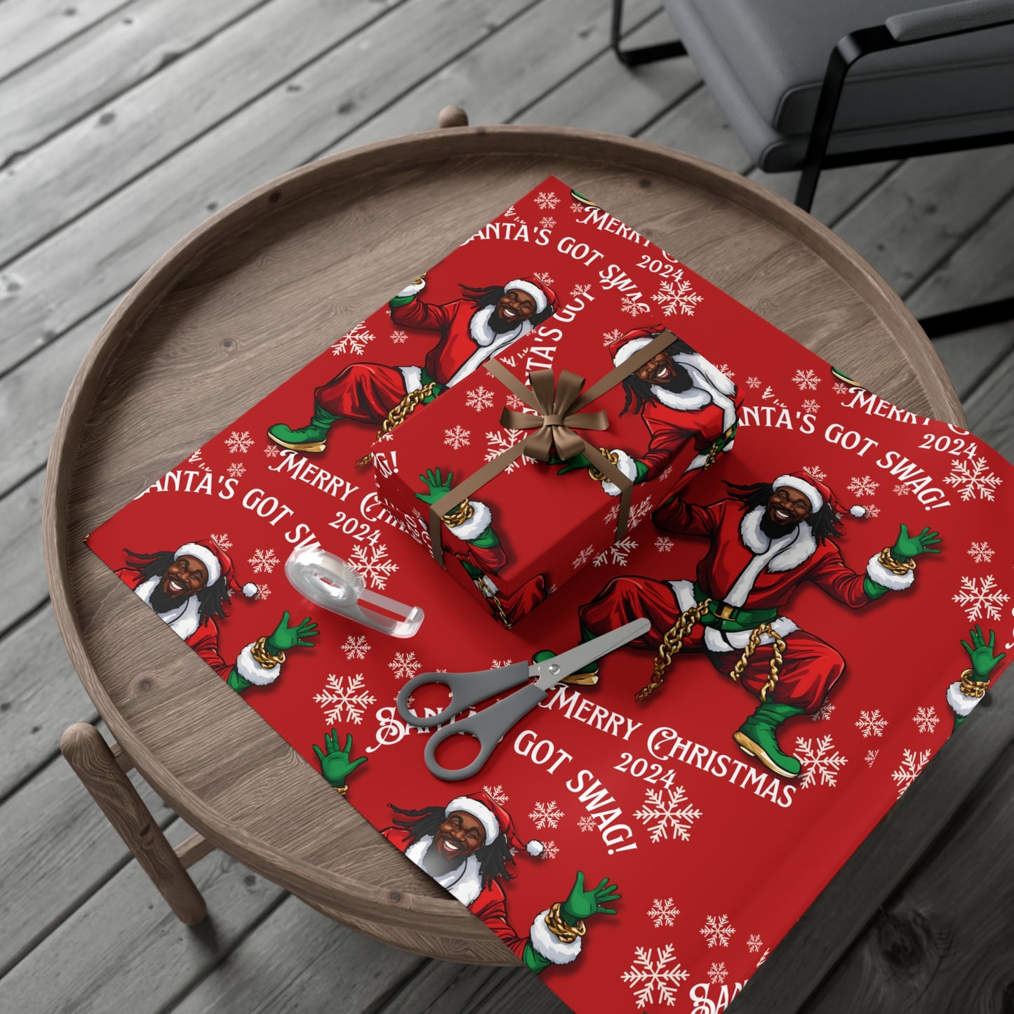 Gift Wrap-African American Inspired Santa Swag