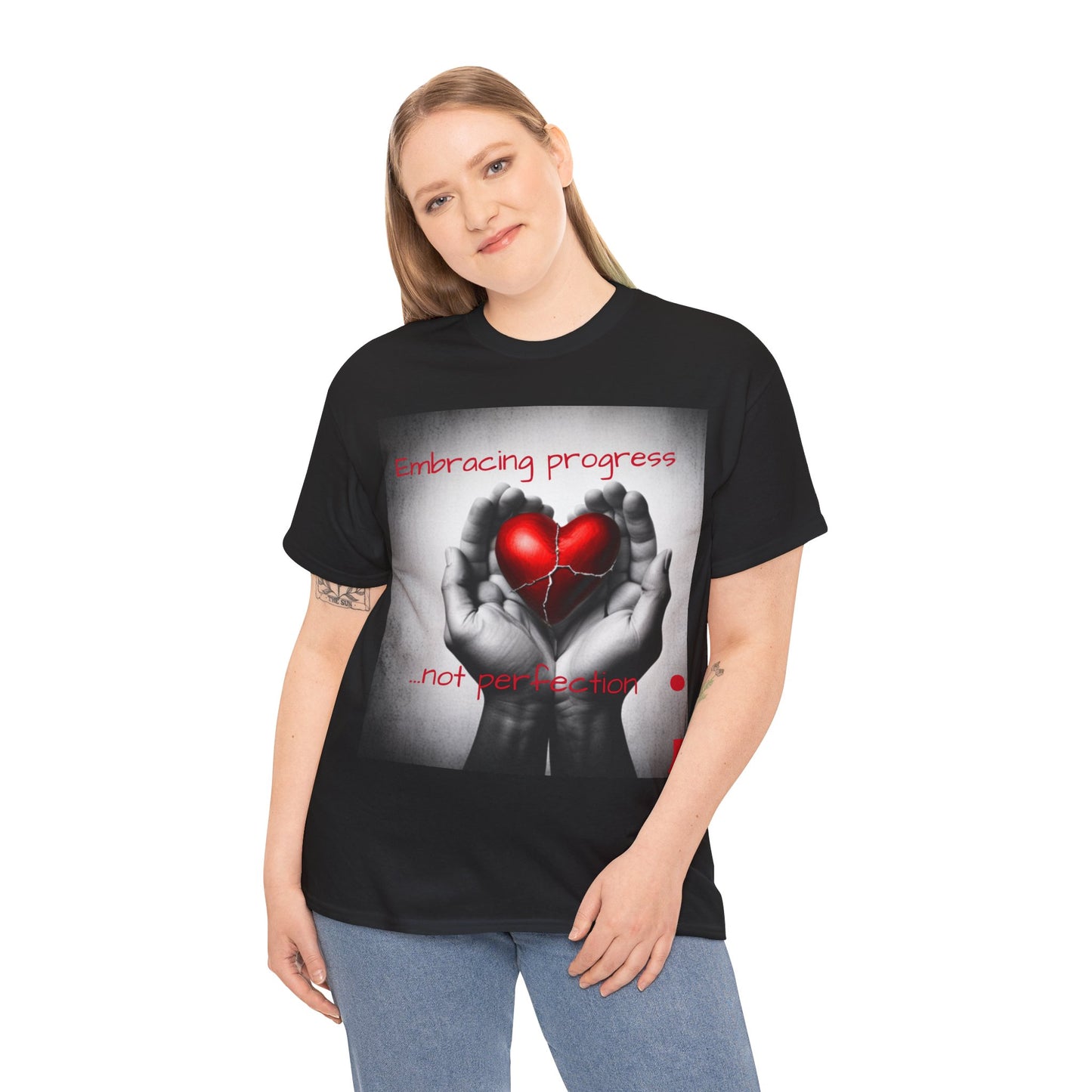 Embracing Progress, Not Perfection Mental Health Awareness Unisex Heavy Cotton Tee