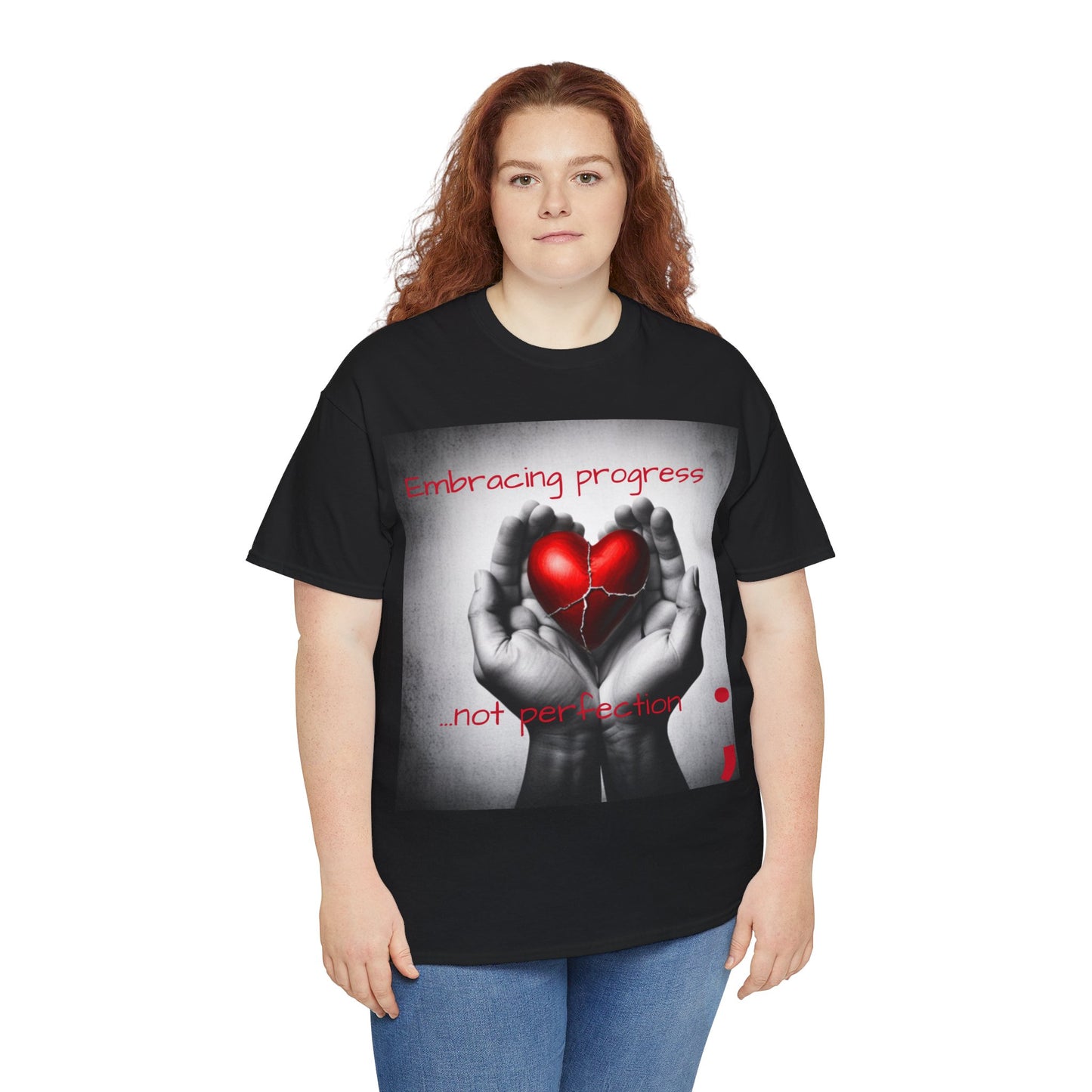 Embracing Progress, Not Perfection Mental Health Awareness Unisex Heavy Cotton Tee