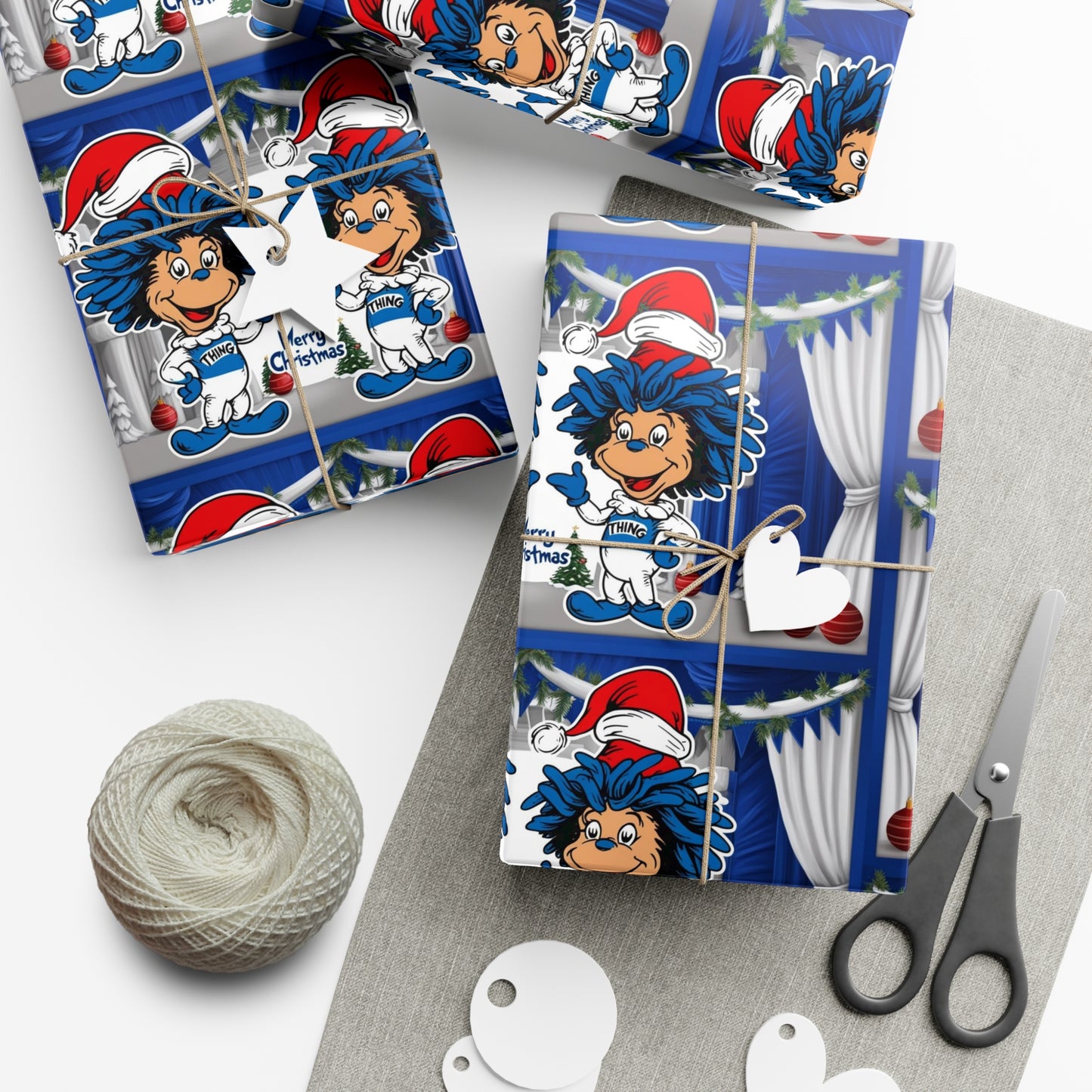 Wrapping Paper, Christmas Gift Wrap Papers with Sailor Santa Design, Nautical Holiday Decor, Festive Table Setting, DIY Gift
