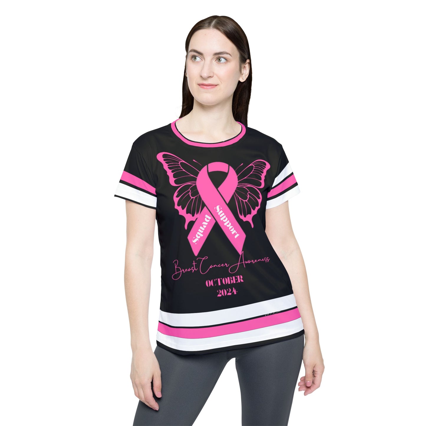 Support Squad Sports Jersey Breast Cancer Awareness Survivor Pink, White and Black