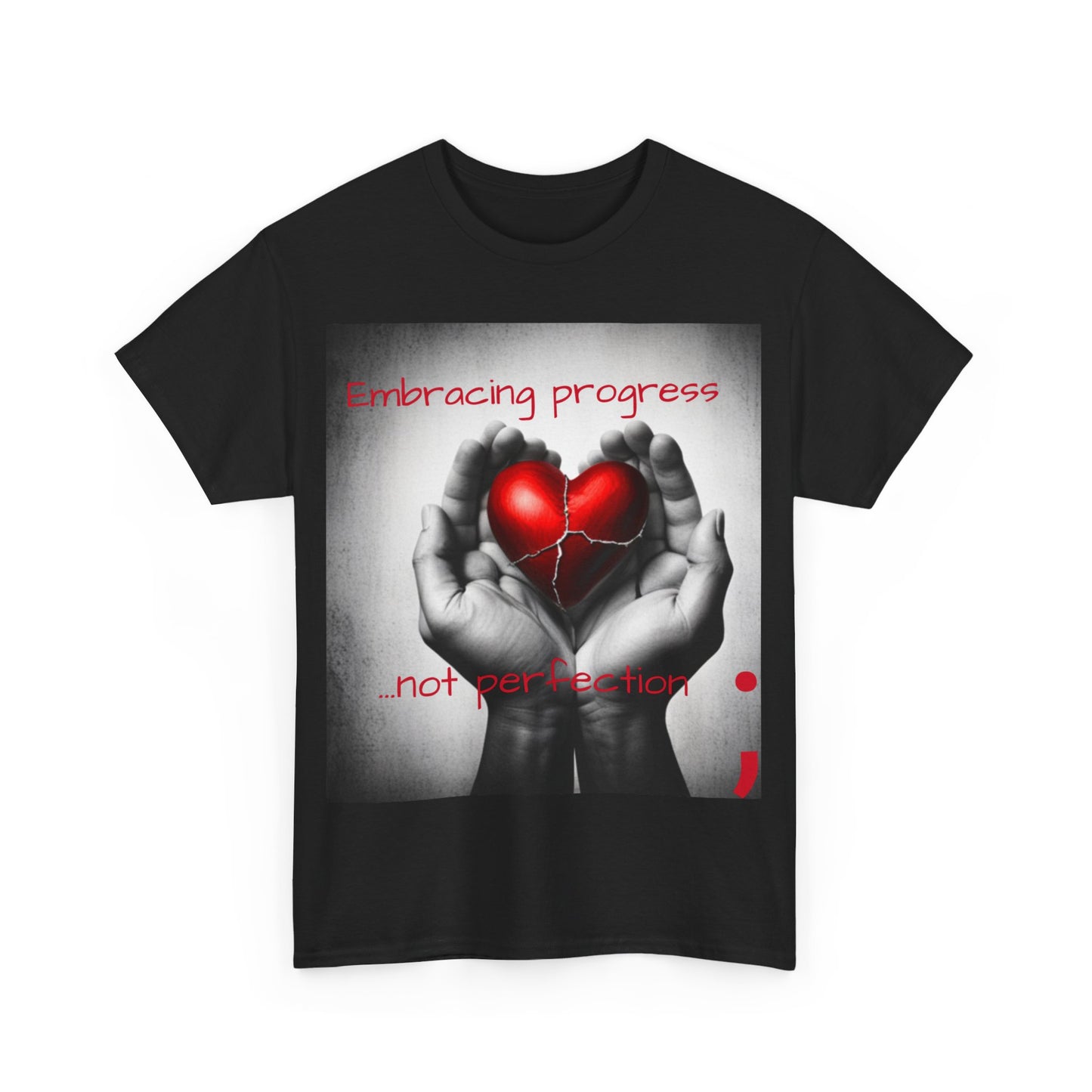 Embracing Progress, Not Perfection Mental Health Awareness Unisex Heavy Cotton Tee