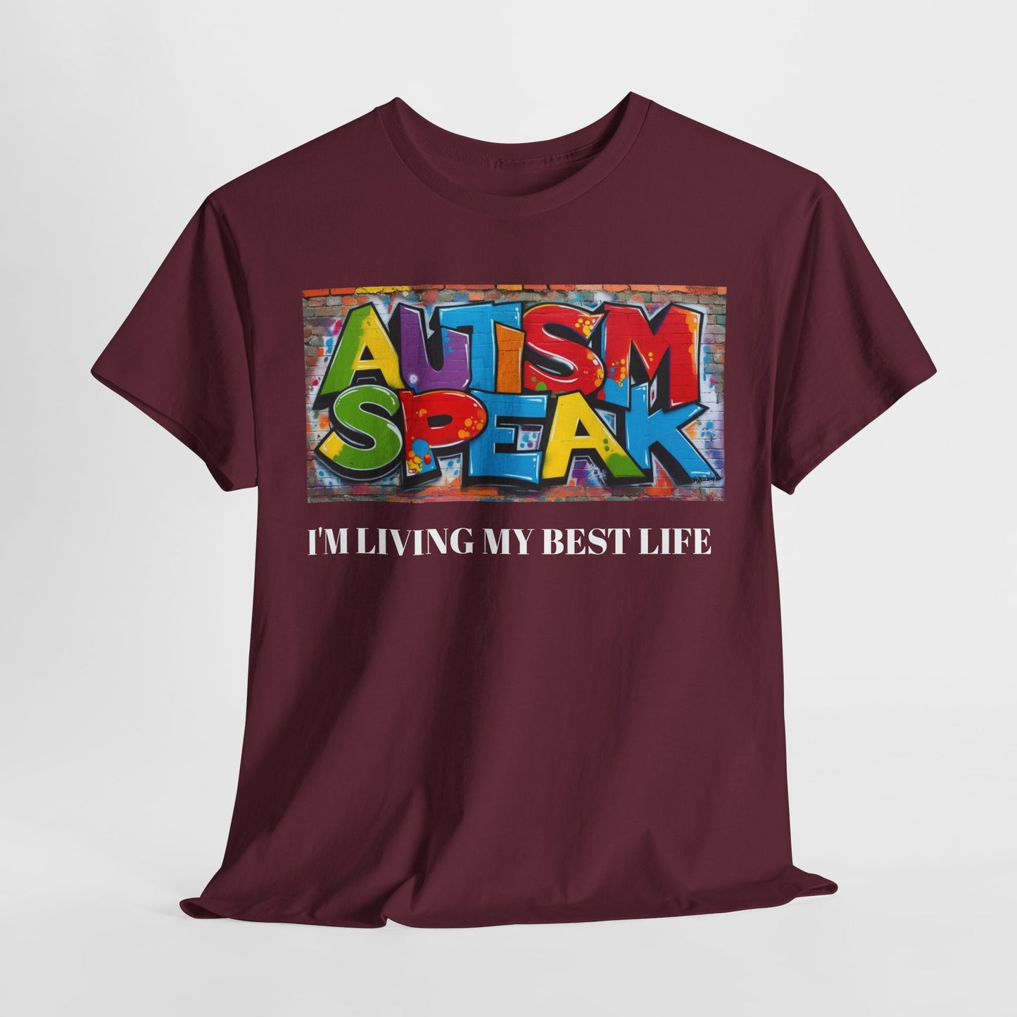 Graffiti Style Tee Shirt with 'AUTISM SPEAK' Design