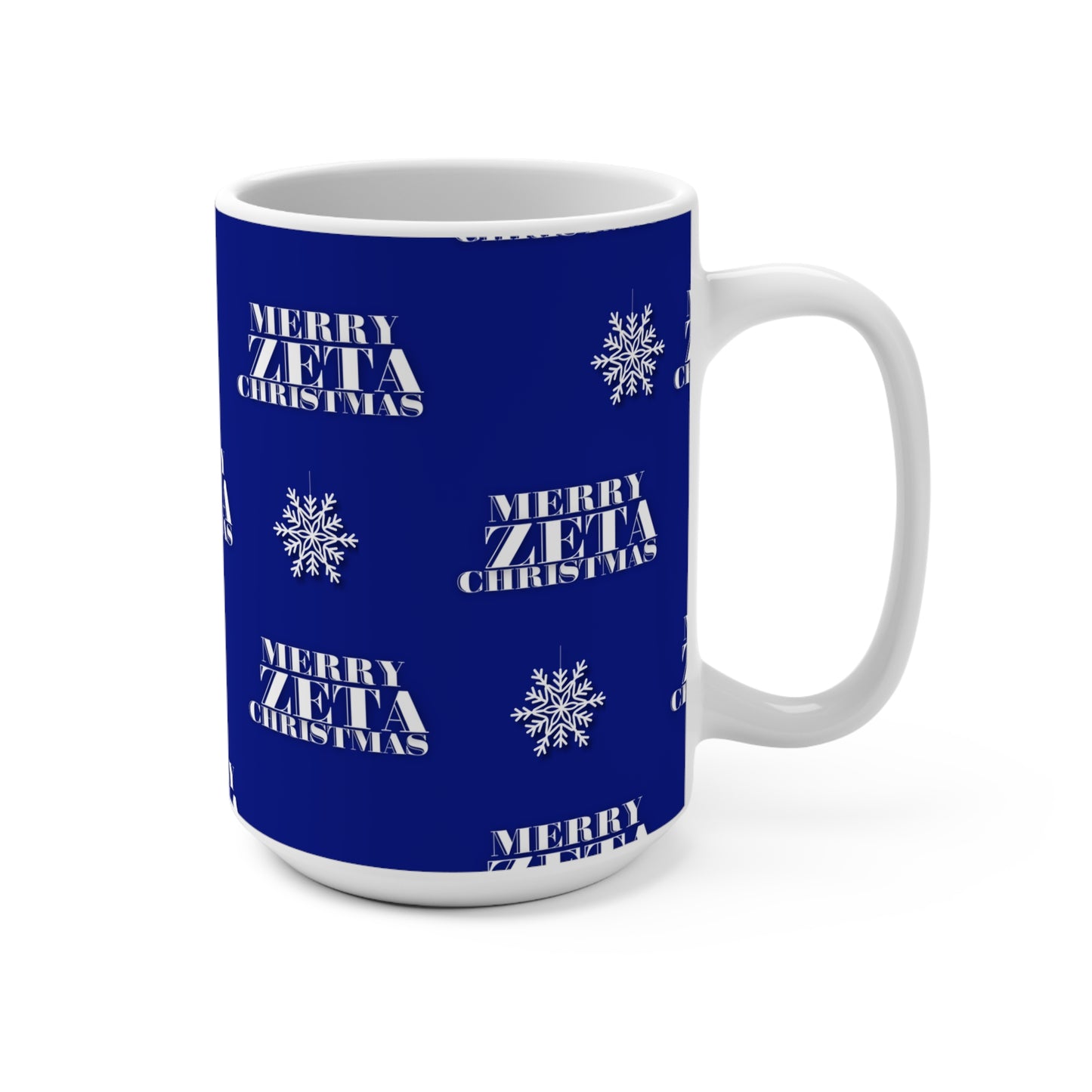 Merry Zeta Christmas Holiday Sorority Inspired Christmas Mug 15oz Royal Blue and White, Christmas Gift, Sorority Sister Present,