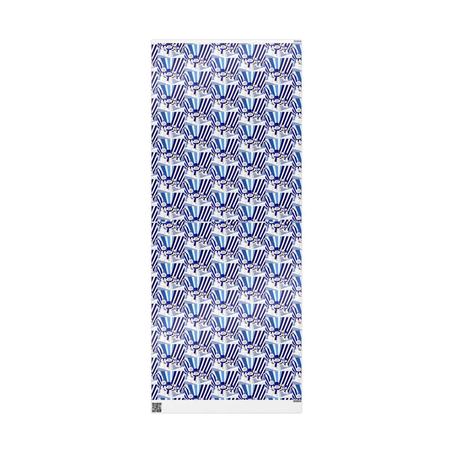 Wrapping Paper, Festive Snowman Holiday Gift Wrap, Winter Blue White Stripes, Christmas Present Packaging, Rustic Pine Branches, Cheerful