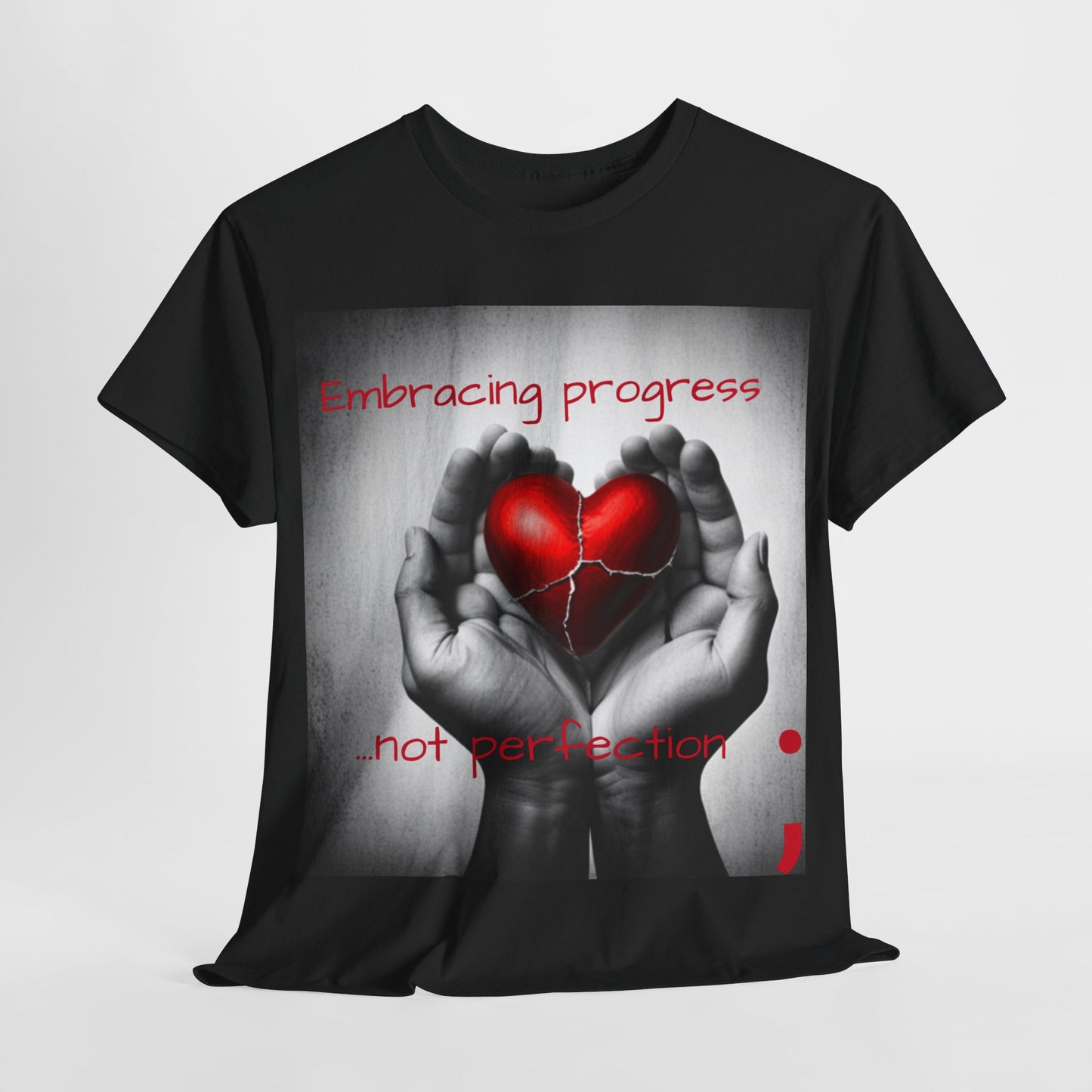 Embracing Progress, Not Perfection Mental Health Awareness Unisex Heavy Cotton Tee