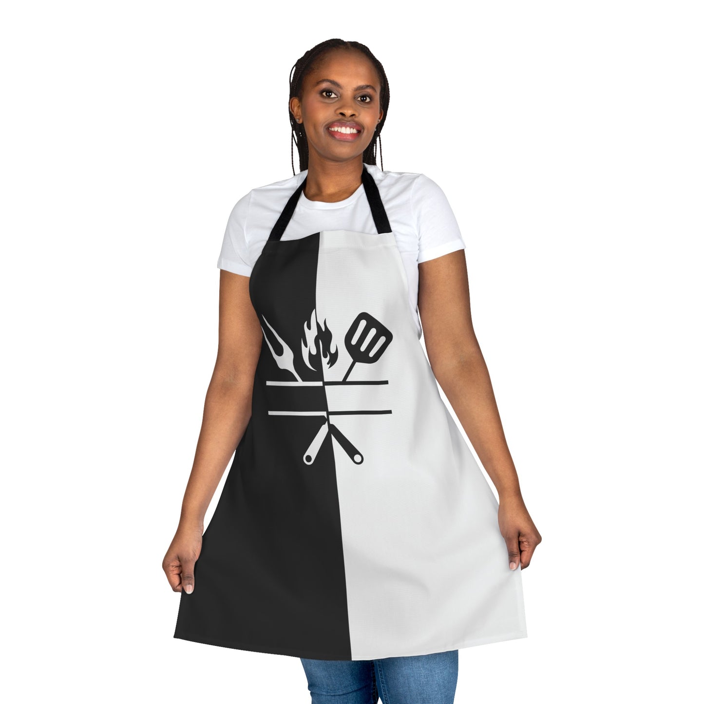 Personalization Black/White Grill Apron, 5-Color Straps
