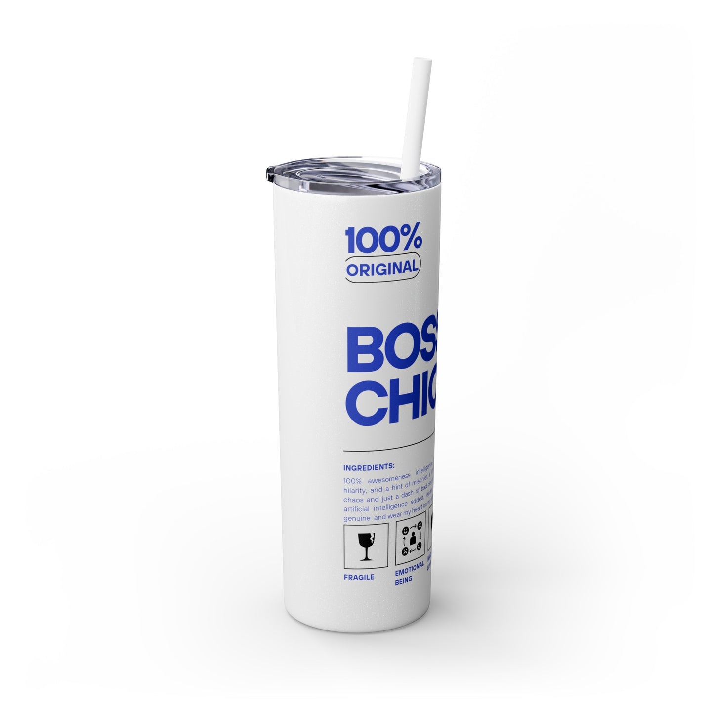 Boss Chick Skinny Tumbler with Straw, 20oz