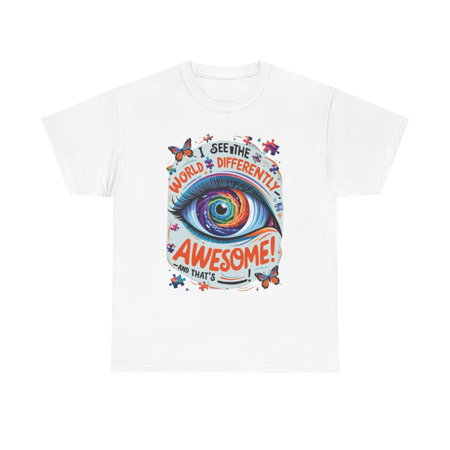 Autistic Mind Unisex Tee, Neurodiversity Shirt, Eye Galaxy T-Shirt, Puzzle Pieces, Unique Perspectives Tee, Autism Awareness