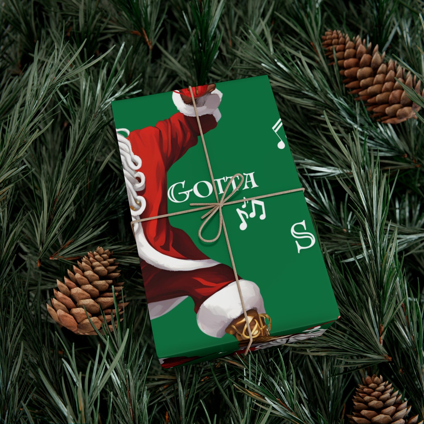 Santa Gotta Groove, African American Santa Christmas Holiday Wrap