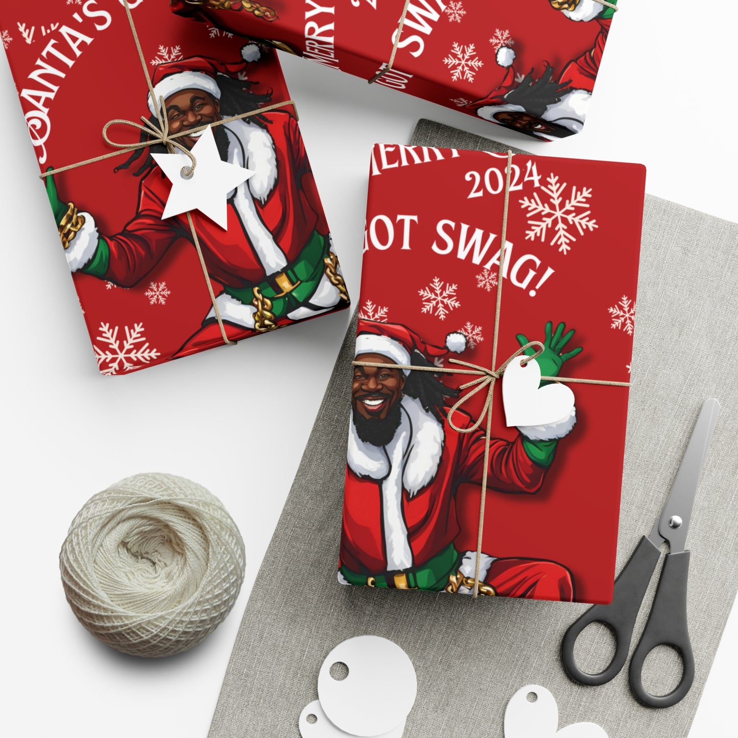 Gift Wrap-African American Inspired Santa Swag