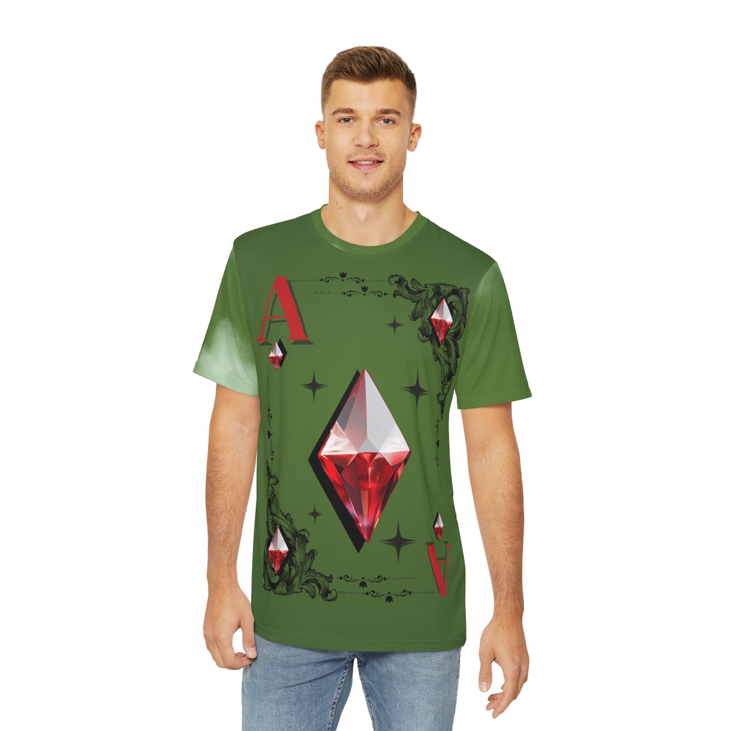 Ace of Diamond (Olive) Men's Polyester Tee (AOP)