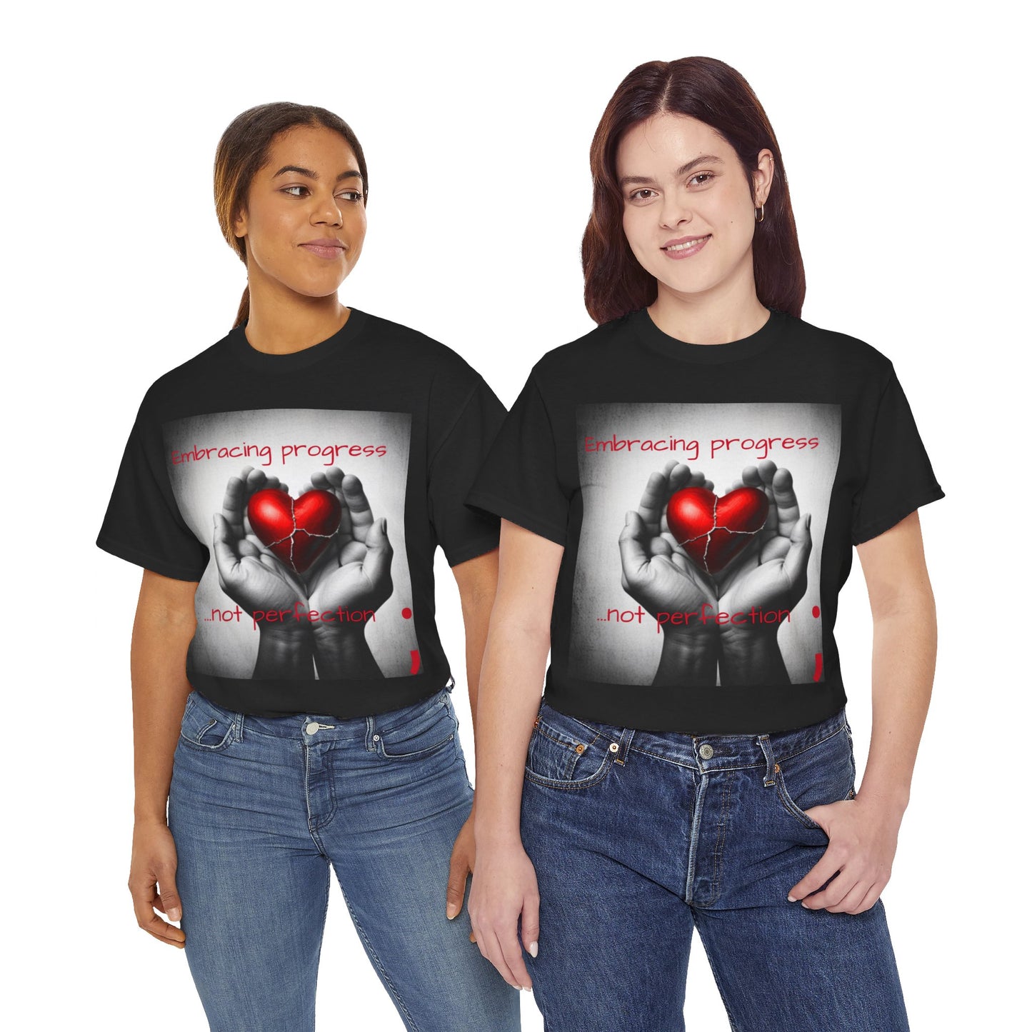 Embracing Progress, Not Perfection Mental Health Awareness Unisex Heavy Cotton Tee