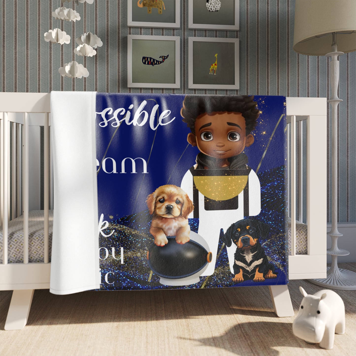 To Dream The Impossible Dream Black Boy Magic Throw Blanket-VMA Specialties Boutique