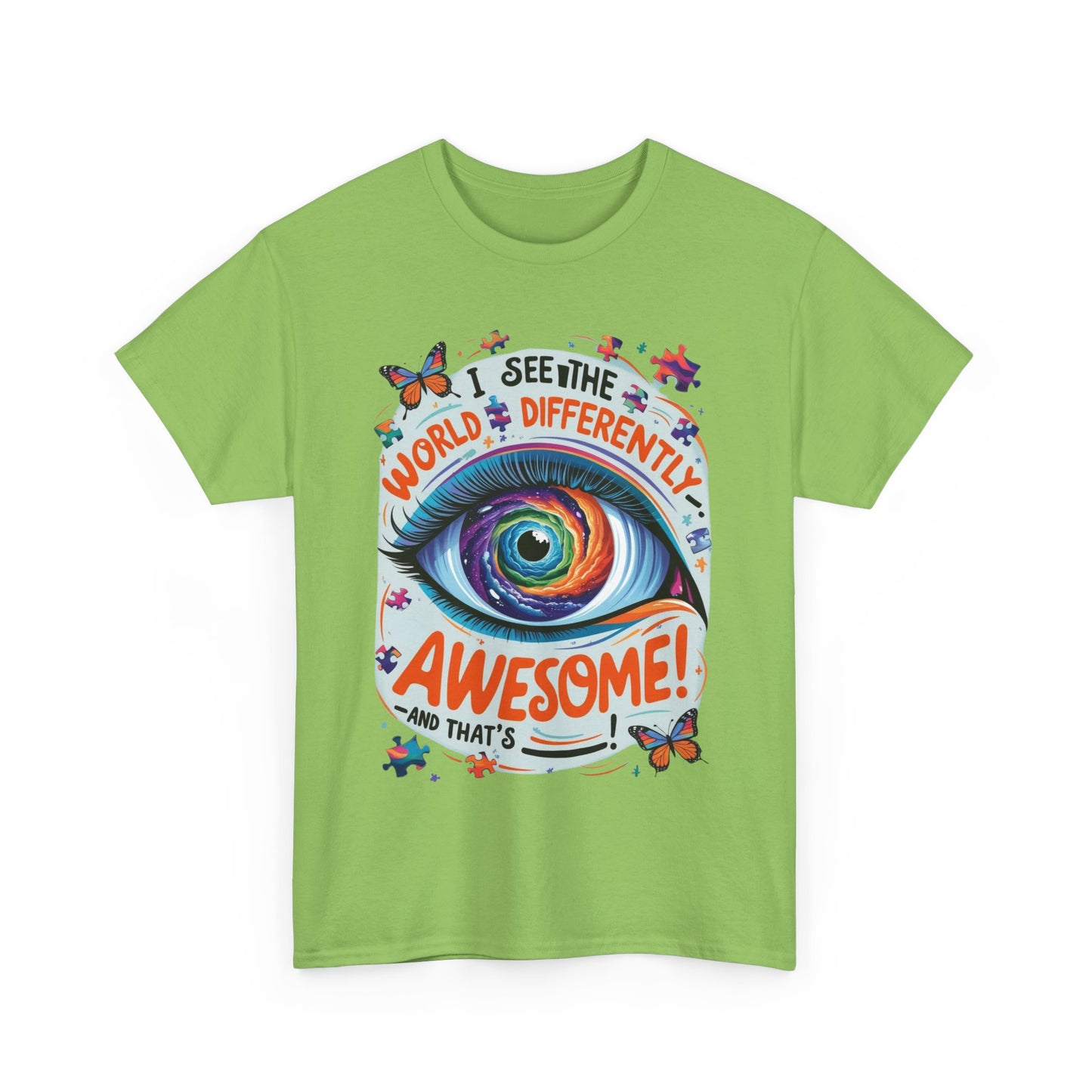 Autistic Mind Unisex Tee, Neurodiversity Shirt, Eye Galaxy T-Shirt, Puzzle Pieces, Unique Perspectives Tee, Autism Awareness