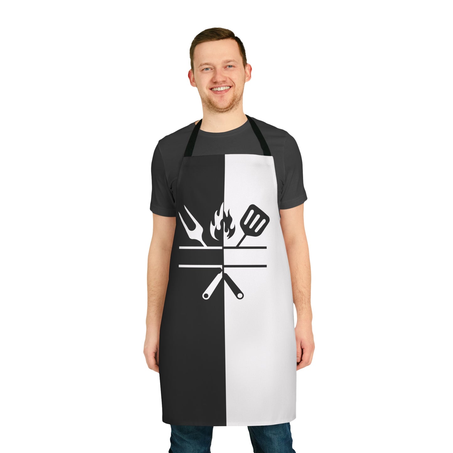 Personalization Black/White Grill Apron, 5-Color Straps