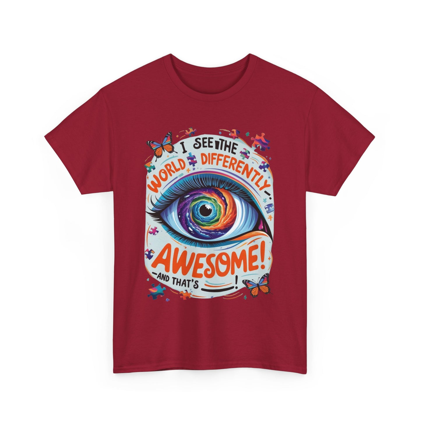 Autistic Mind Unisex Tee, Neurodiversity Shirt, Eye Galaxy T-Shirt, Puzzle Pieces, Unique Perspectives Tee, Autism Awareness