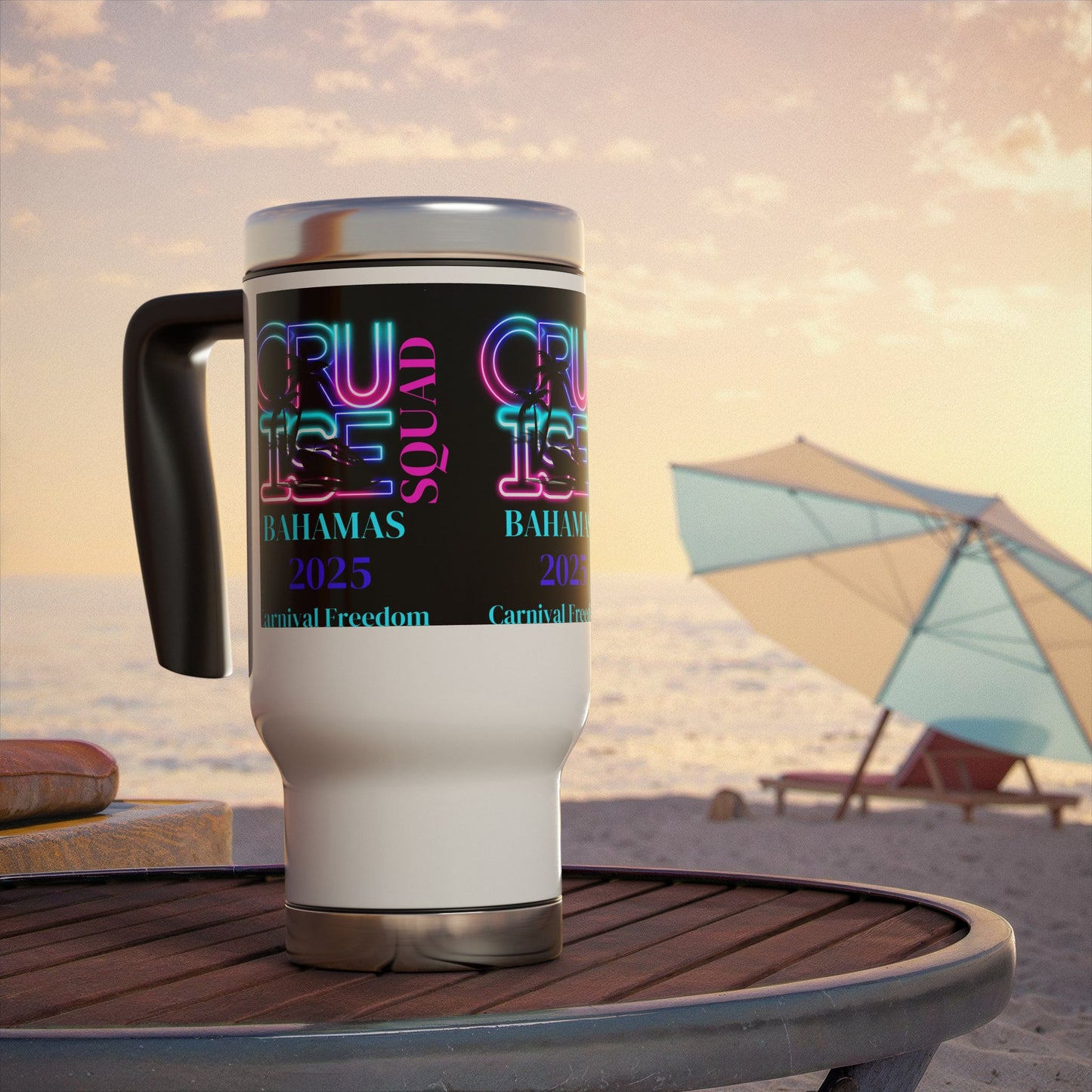 Carnival Freedom 2025 Stainless Steel Travel Mug with Handle, 14oz