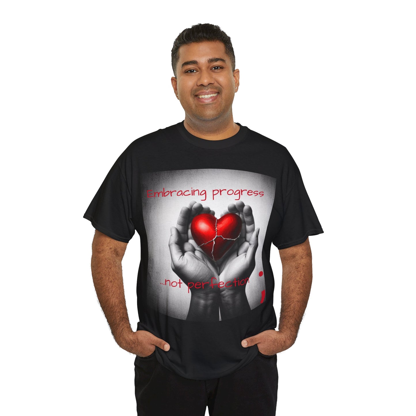Embracing Progress, Not Perfection Mental Health Awareness Unisex Heavy Cotton Tee