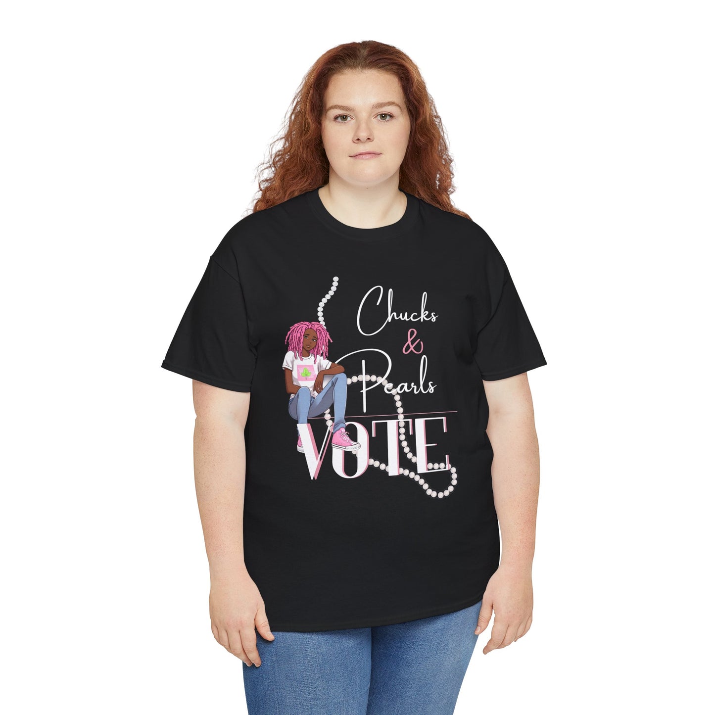 Chucks & Pearls Pink Heavy Cotton Tee