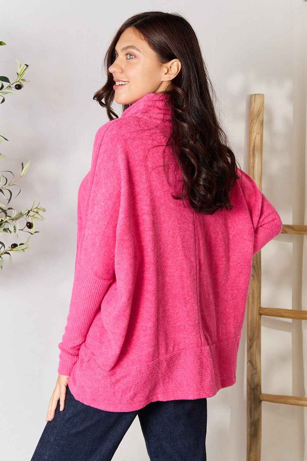 Zenana Drawstring Mock Neck Sweater-VMA Specialties Boutique
