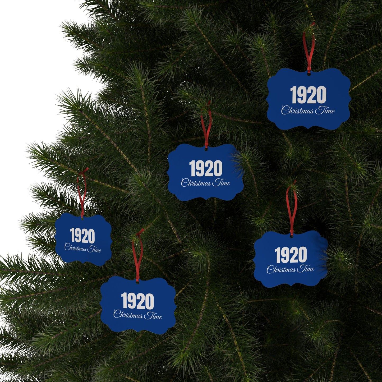 Ornament Set - 1920 Christmas Time Royal Blue & White
