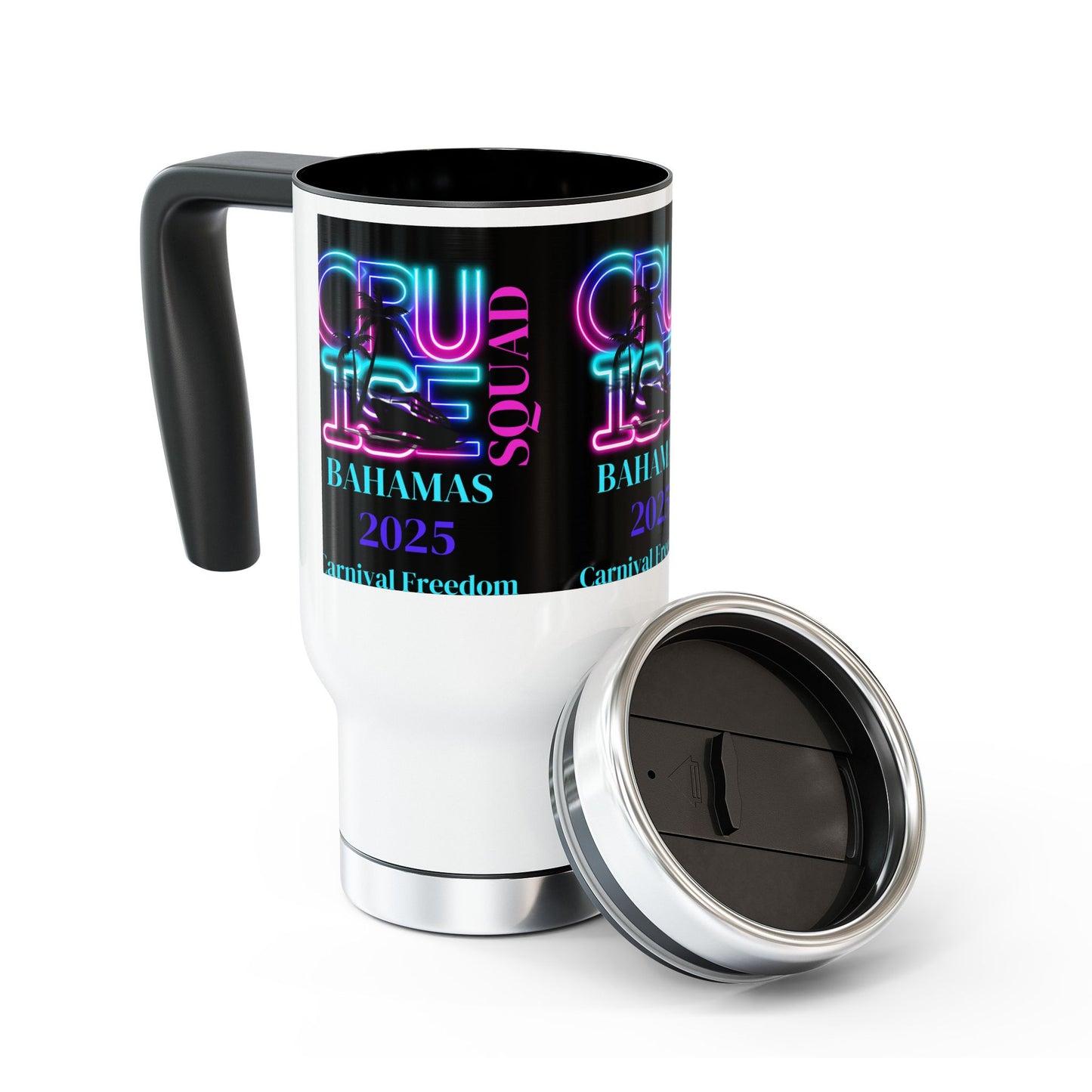 Carnival Freedom 2025 Stainless Steel Travel Mug with Handle, 14oz