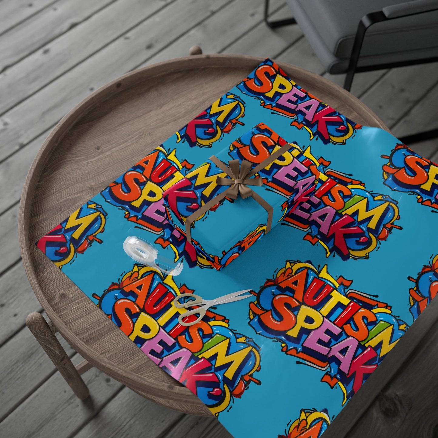 Vibrant Autism Awareness Wrapping Paper, Gift Wrap for Celebrations, Birthday, Holidays, Fundraising Events, Support Causes