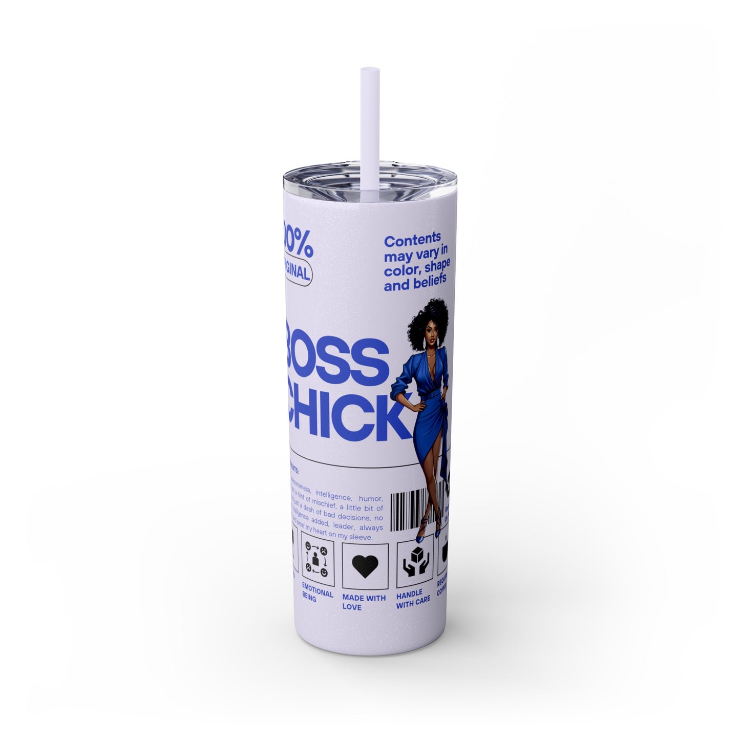 Boss Chick Skinny Tumbler with Straw, 20oz