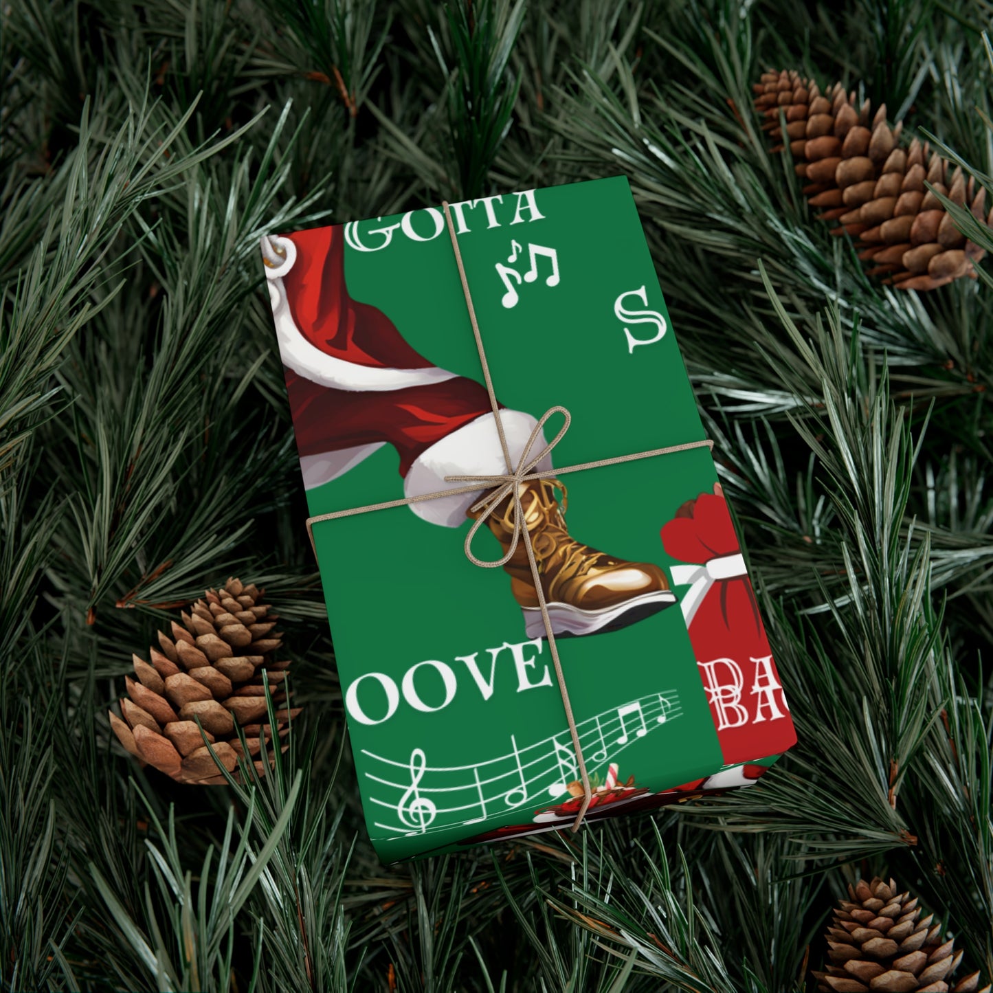 Santa Gotta Groove, African American Santa Christmas Holiday Wrap