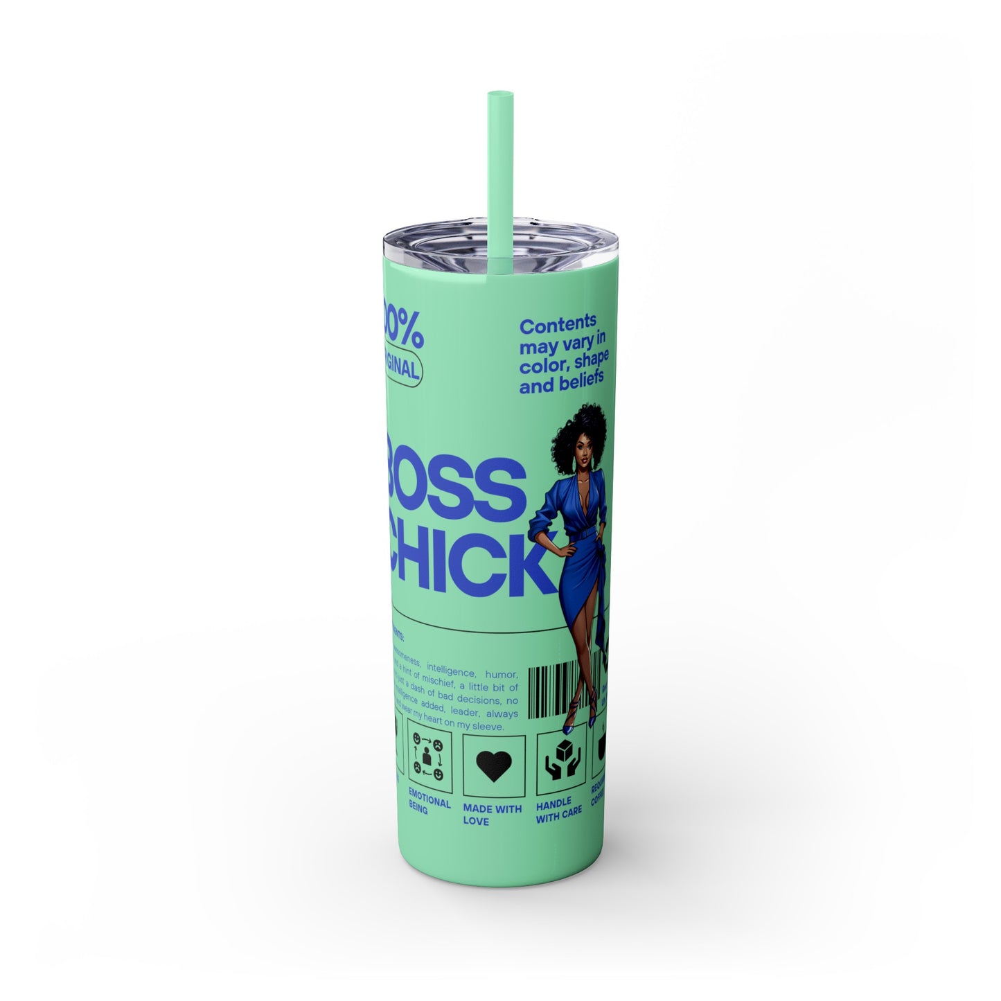 Boss Chick Skinny Tumbler with Straw, 20oz