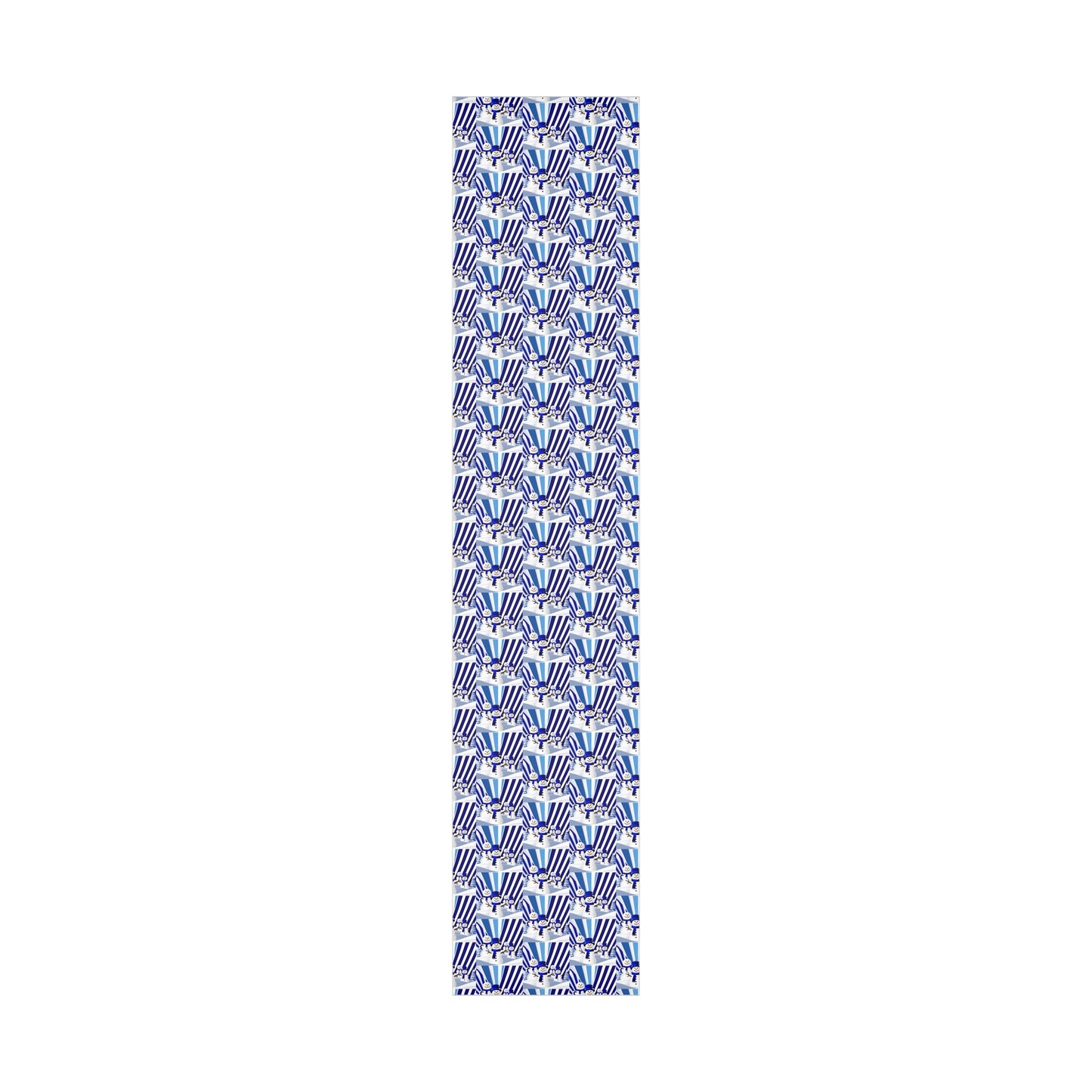 Wrapping Paper, Festive Snowman Holiday Gift Wrap, Winter Blue White Stripes, Christmas , Rustic Pine Branches, Cheerful
