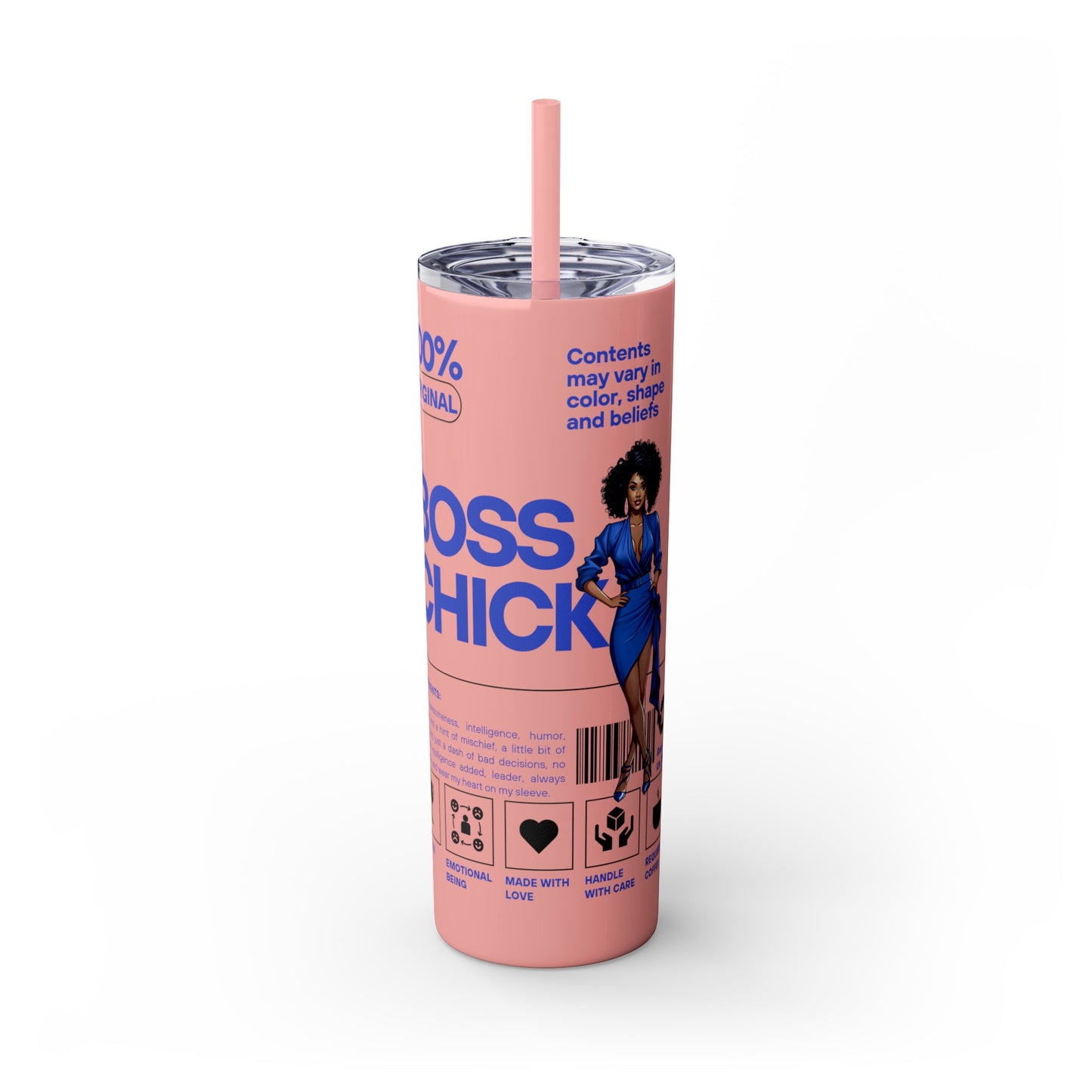 Boss Chick Skinny Tumbler with Straw, 20oz