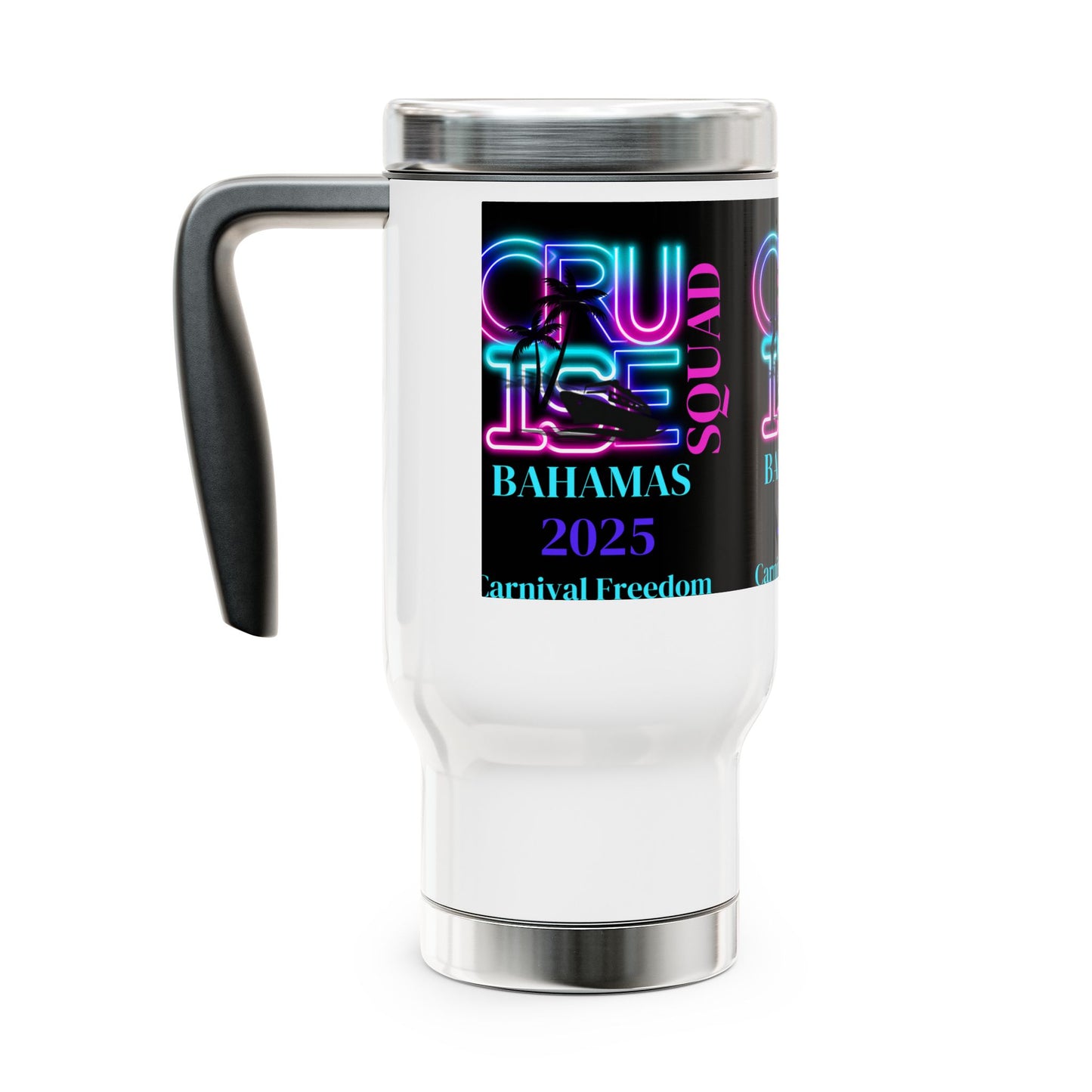 Carnival Freedom 2025 Stainless Steel Travel Mug with Handle, 14oz