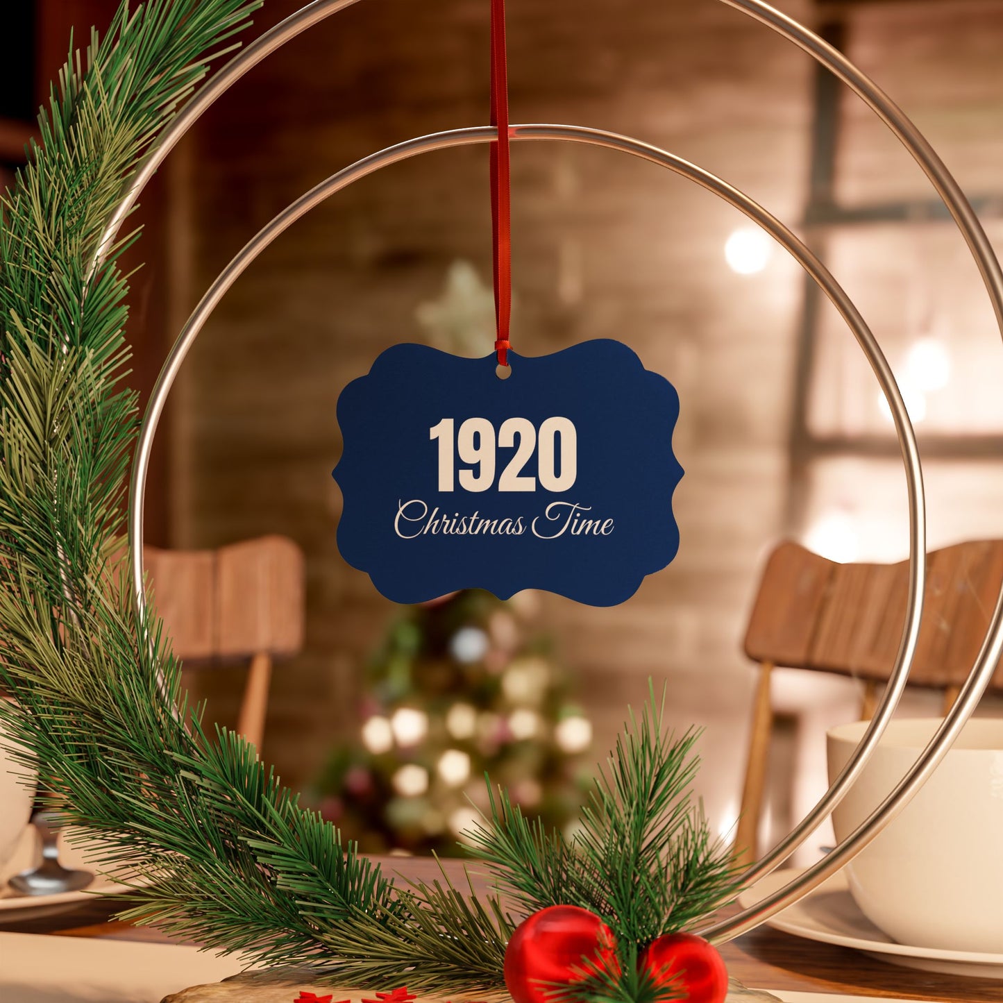 Ornament Set - 1920 Christmas Time Royal Blue & White
