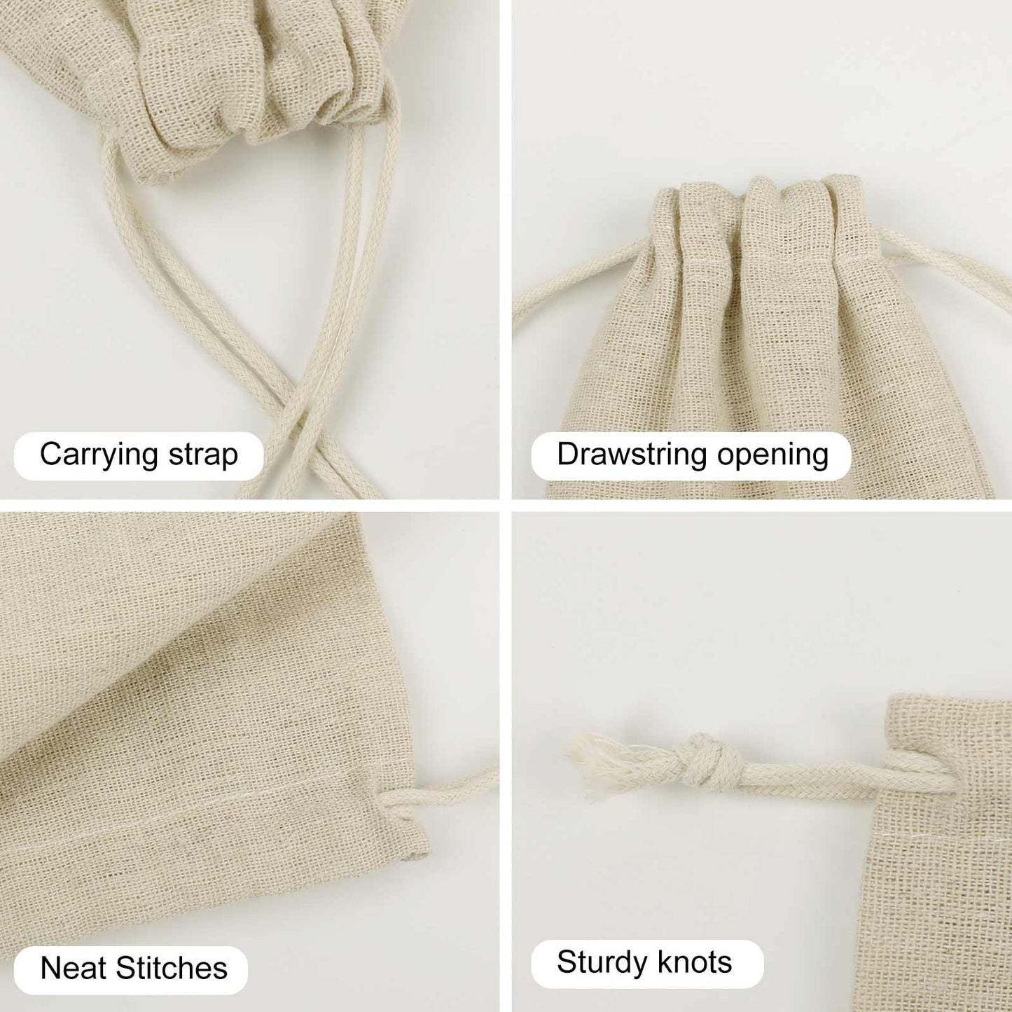 Cotton and hemp bunches pocket Small Cotton Linen Drawstring Bags