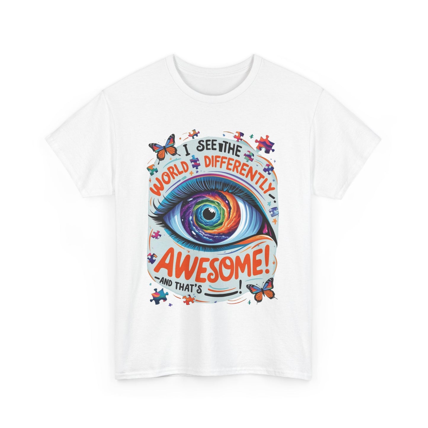 Autistic Mind Unisex Tee, Neurodiversity Shirt, Eye Galaxy T-Shirt, Puzzle Pieces, Unique Perspectives Tee, Autism Awareness