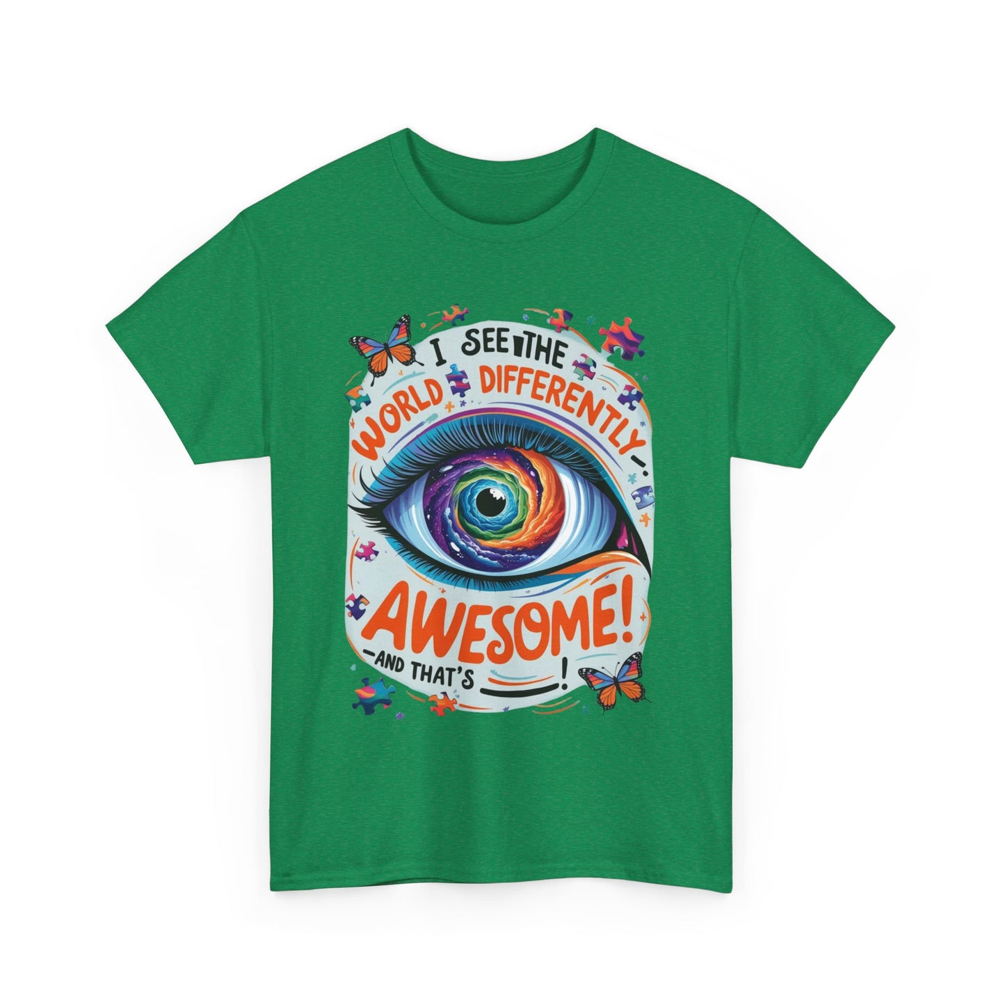 Autistic Mind Unisex Tee, Neurodiversity Shirt, Eye Galaxy T-Shirt, Puzzle Pieces, Unique Perspectives Tee, Autism Awareness