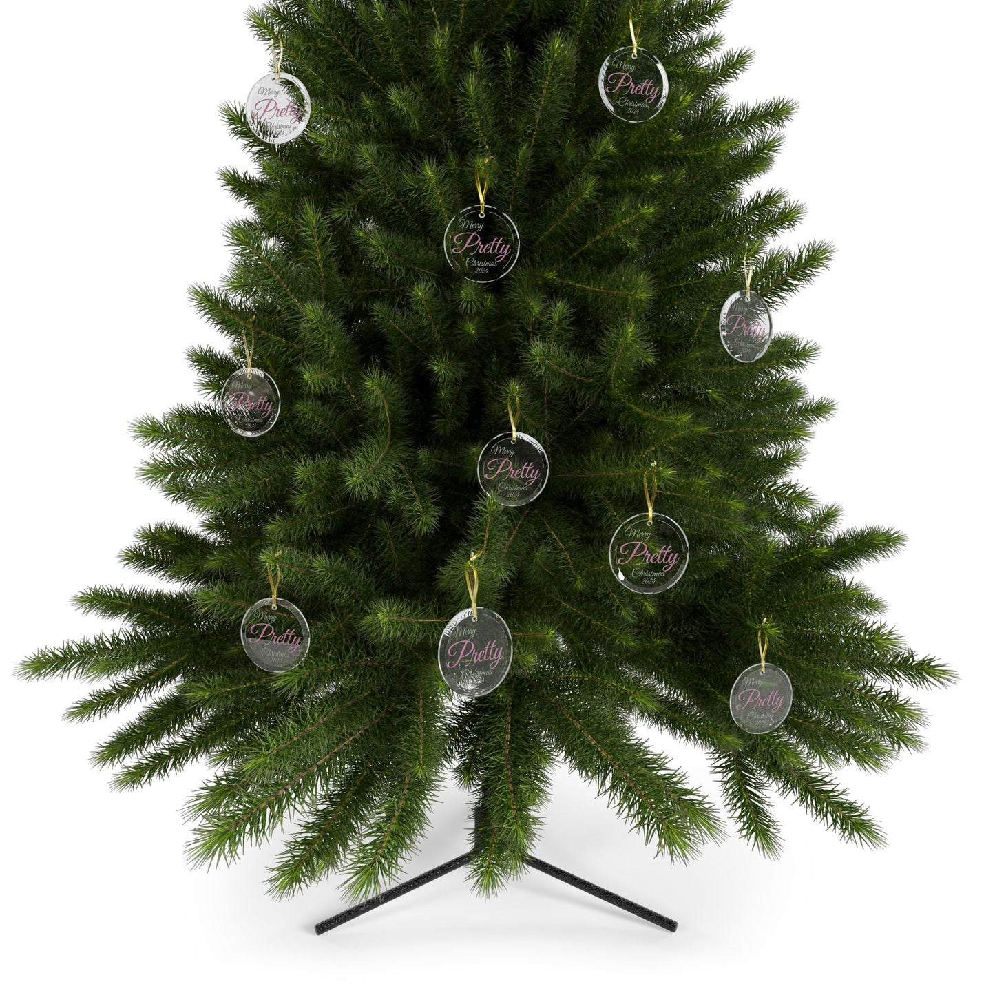 Glass Ornaments Merry Pretty Christmas 2024 Pink and Green Sorority Inspired Ornament