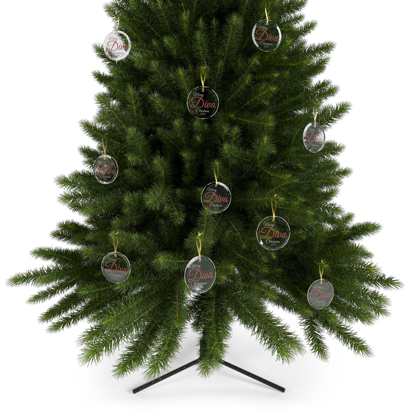 Copy of Glass Ornaments Merry Diva Christmas 2024 Red and White Sorority Inspired Ornament