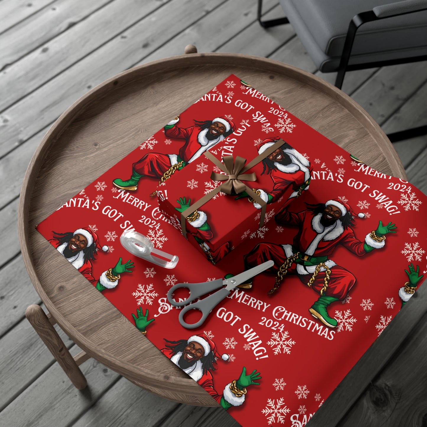 Gift Wrap-African American Inspired Santa Swag