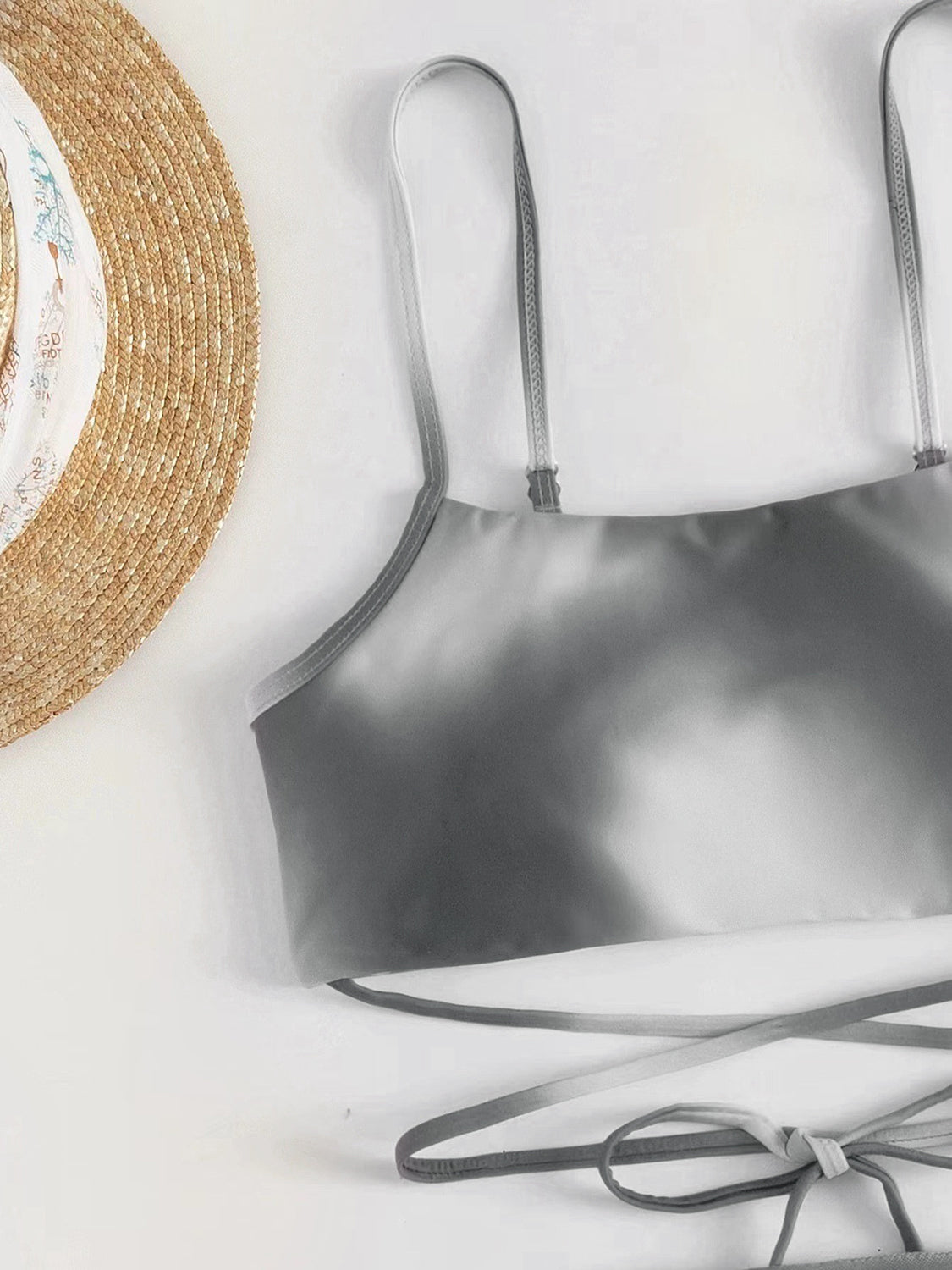 Tied Gradient Spaghetti Strap Three-Piece Swim Set-VMA Specialties Boutique