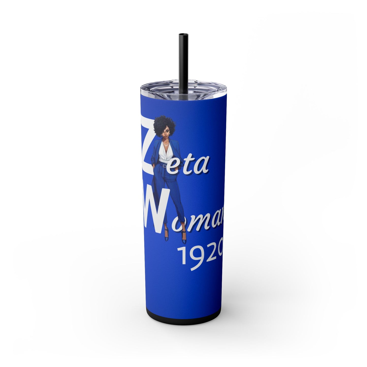 Zeta Woman Tumbler Personnel Skinny Tumbler with Straw, 20oz