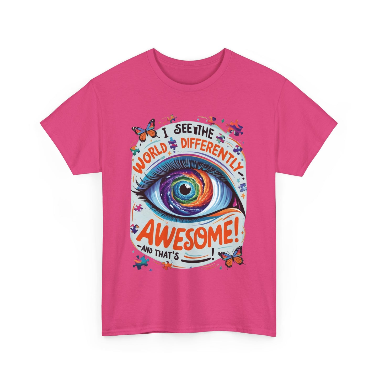 Autistic Mind Unisex Tee, Neurodiversity Shirt, Eye Galaxy T-Shirt, Puzzle Pieces, Unique Perspectives Tee, Autism Awareness