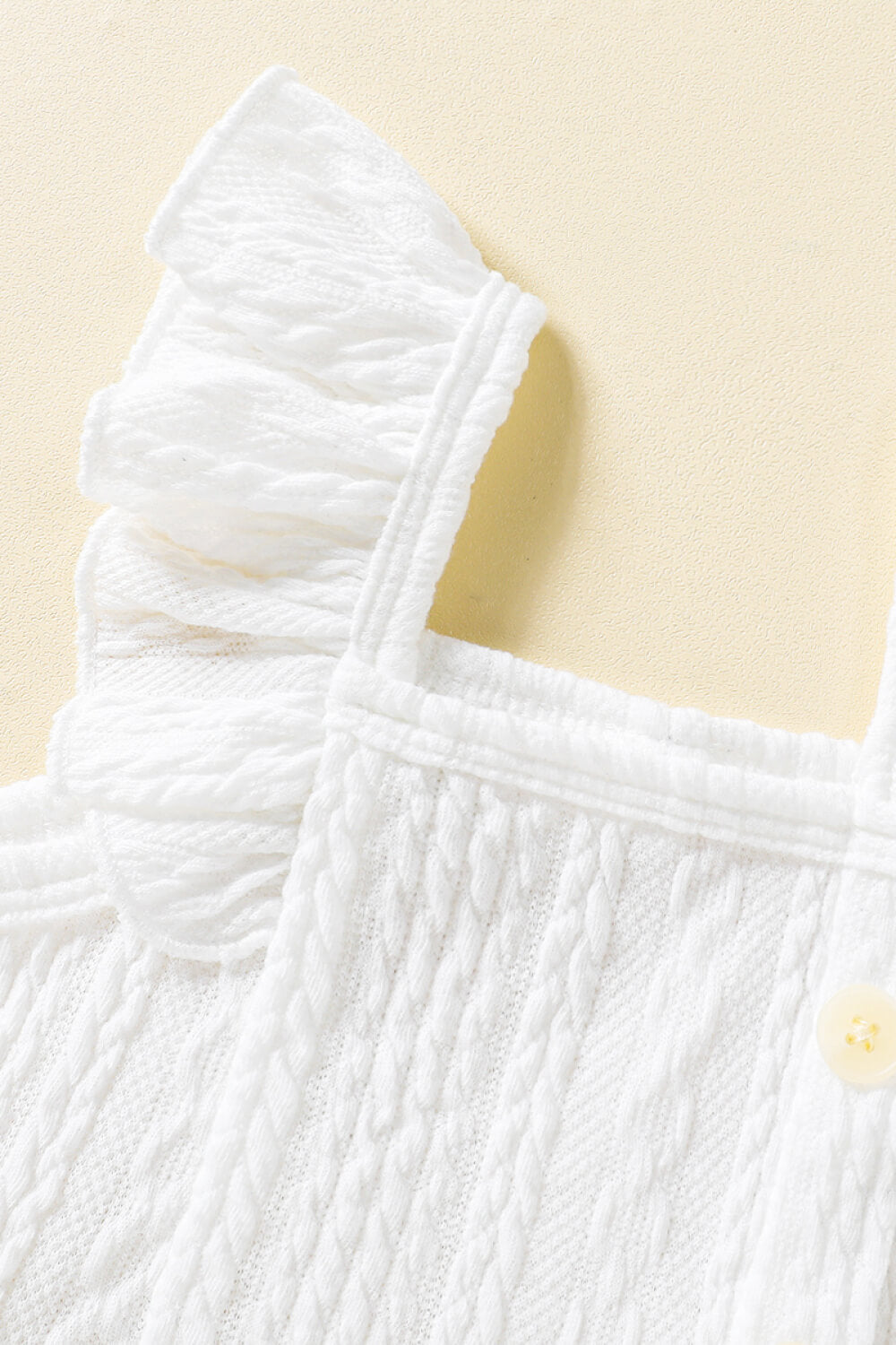 Baby Girl Decorative Button Ruffle Shoulder Textured Dress-VMA Specialties Boutique