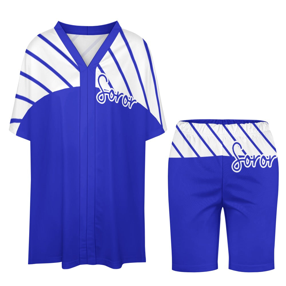 V-neck bat sleeve two piece set