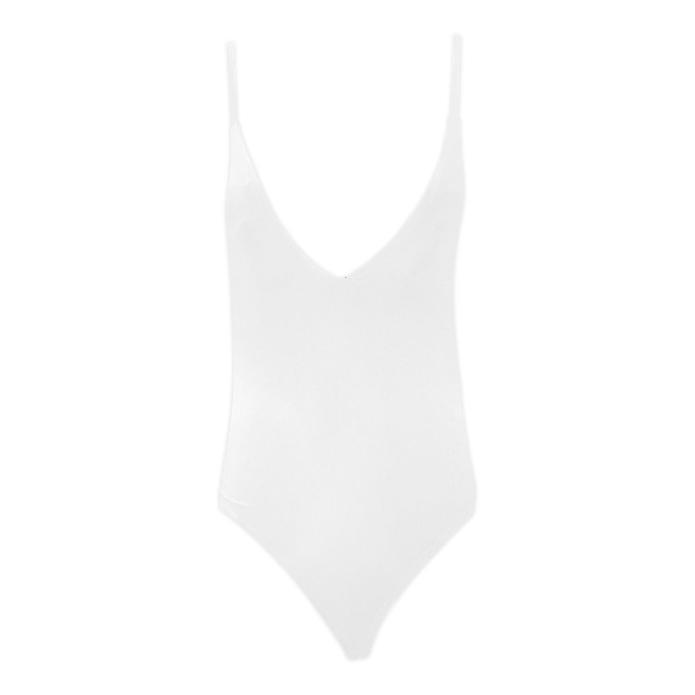 All White Swim Sexy Lacing Backless One-Piece Swimsuit