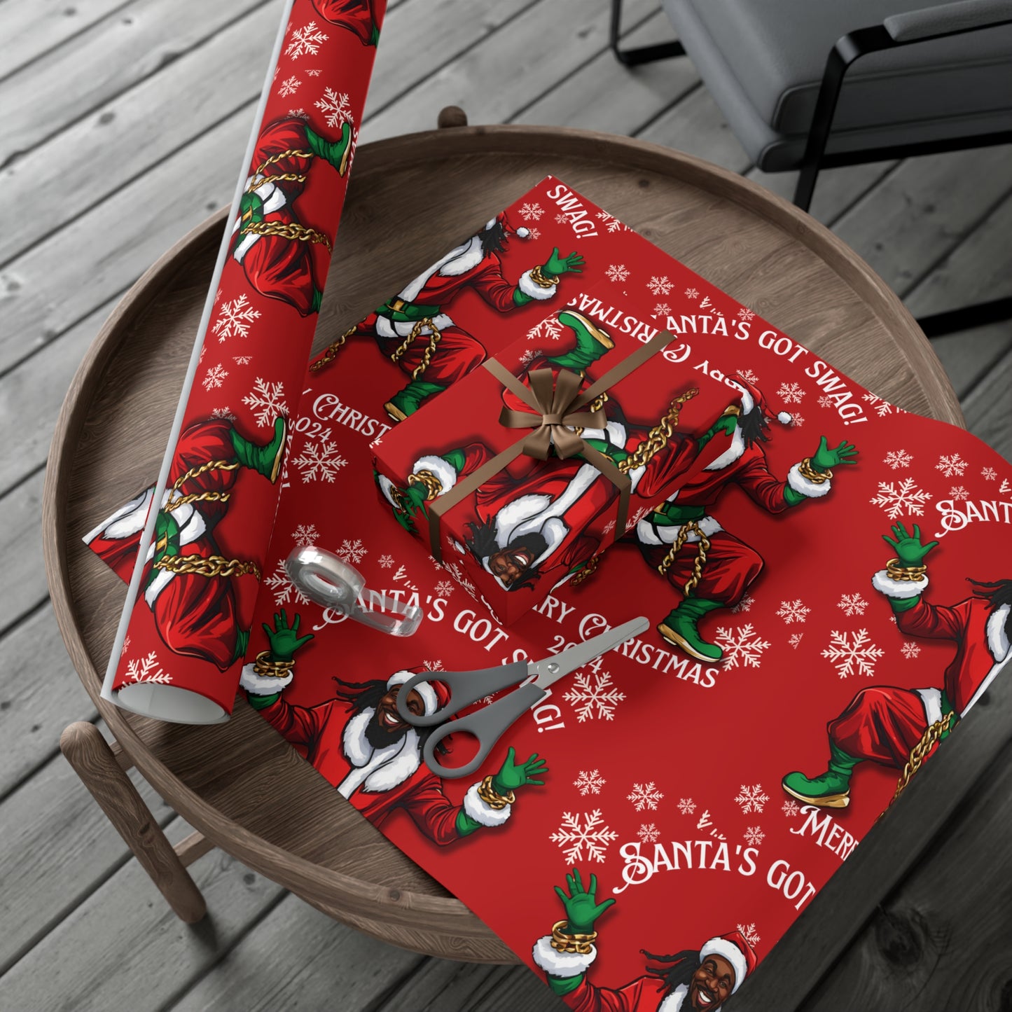 Gift Wrap-African American Inspired Santa Swag
